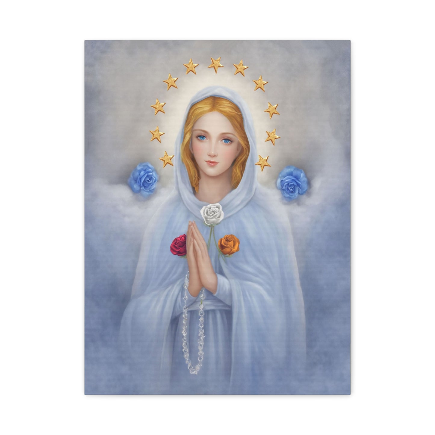 Rosa Mystica Mary Catholic Canvas Wall Art, Christian Decor