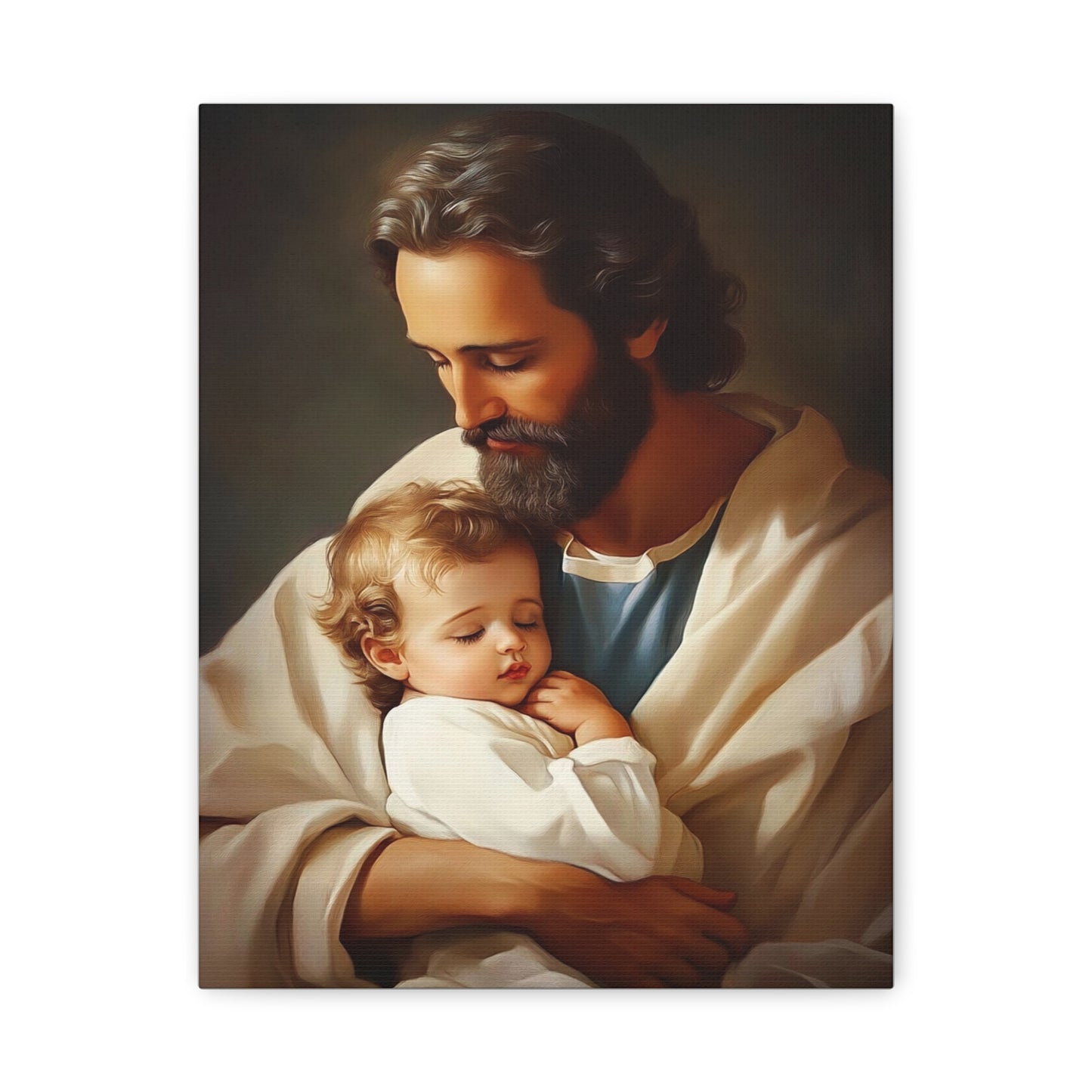 St. Joseph and Jesus Catholic Canvas Wall Art, Christian Decor