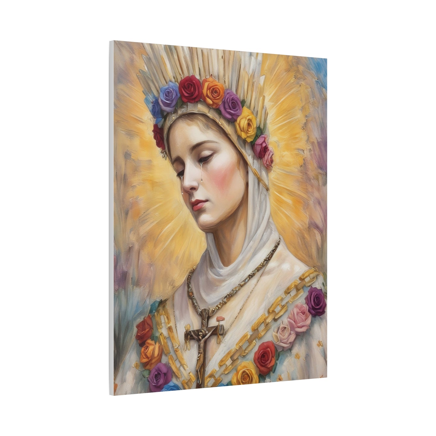Our Lady La Salette Catholic Canvas Wall Art, Mother Mary Print Christian Decor