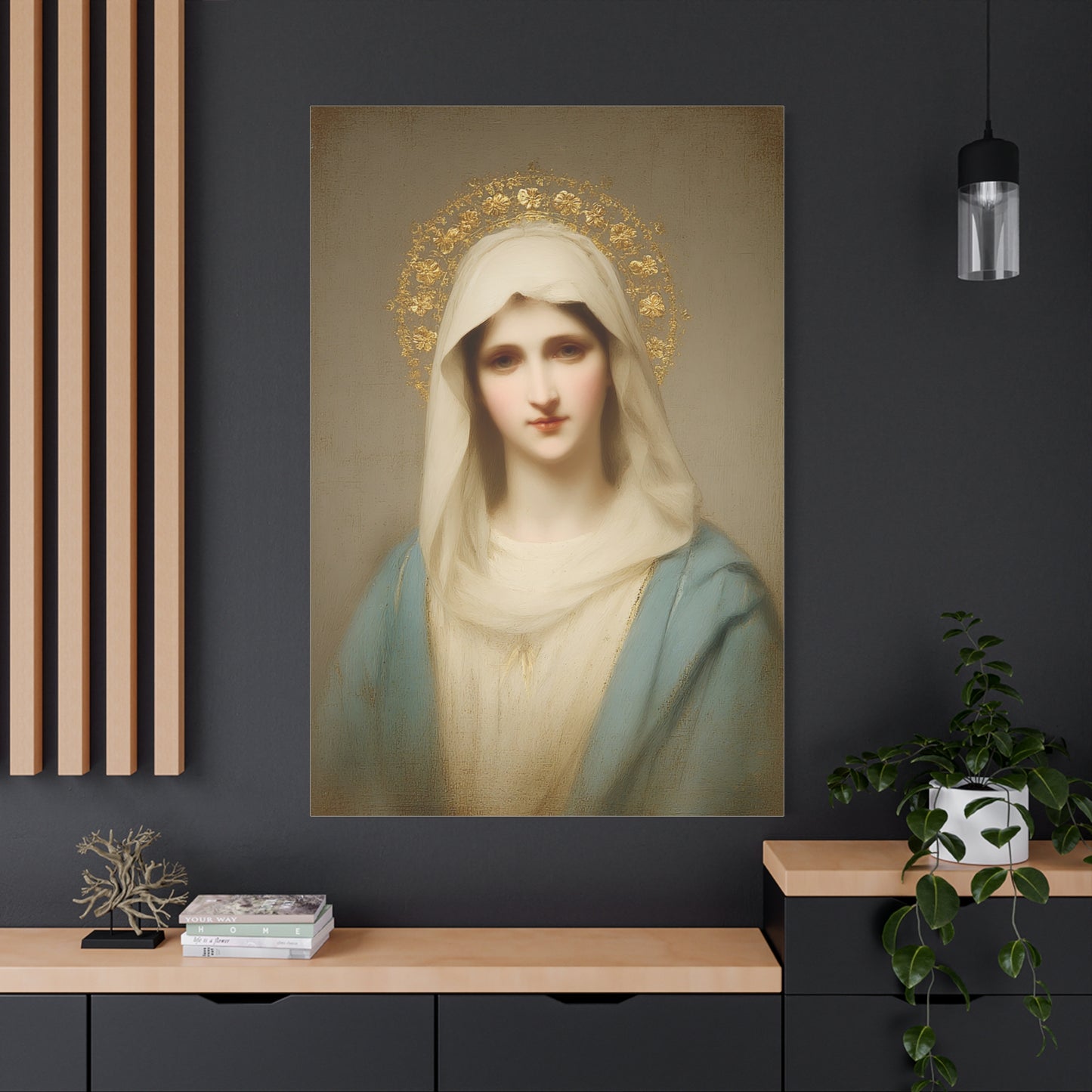 Holy Mother Mary Catholic Canvas Wall Art, Christian Decor