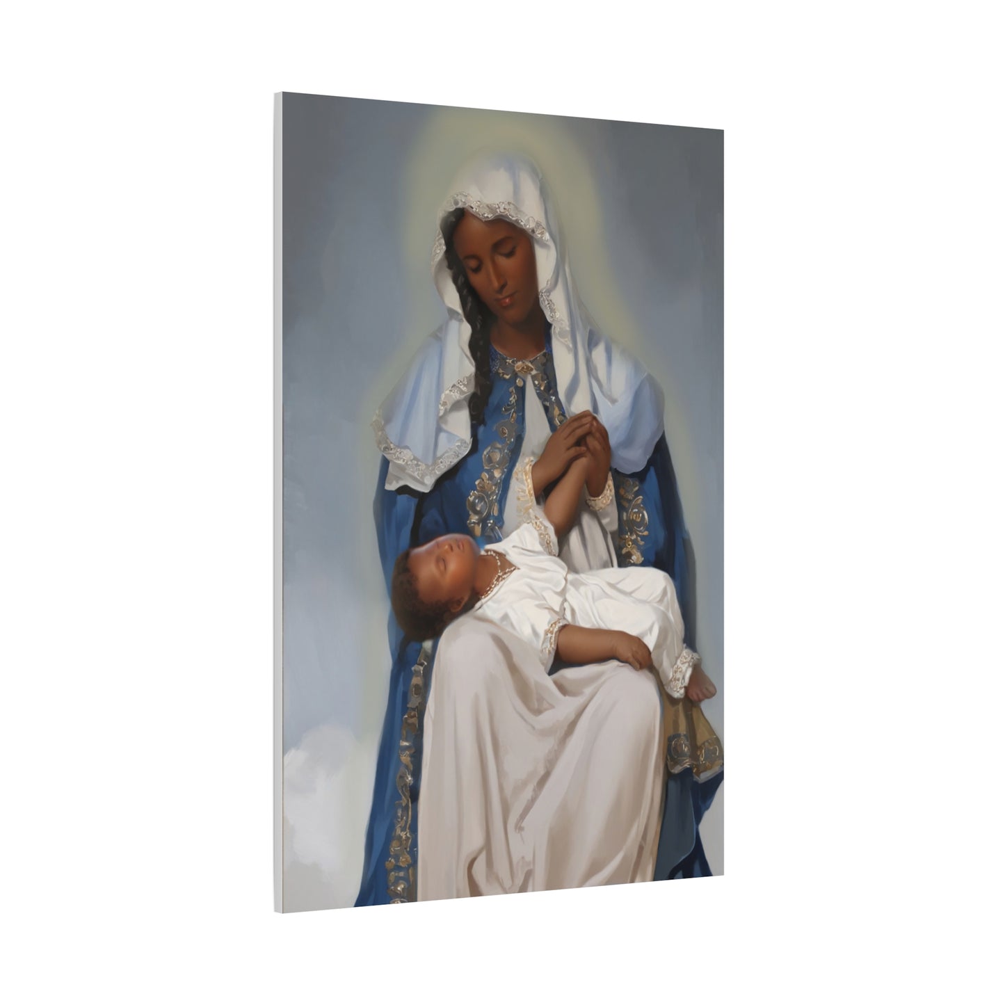 Our Lady Providence Mary Brown Skin Catholic Canvas Wall Art, Christian Decor