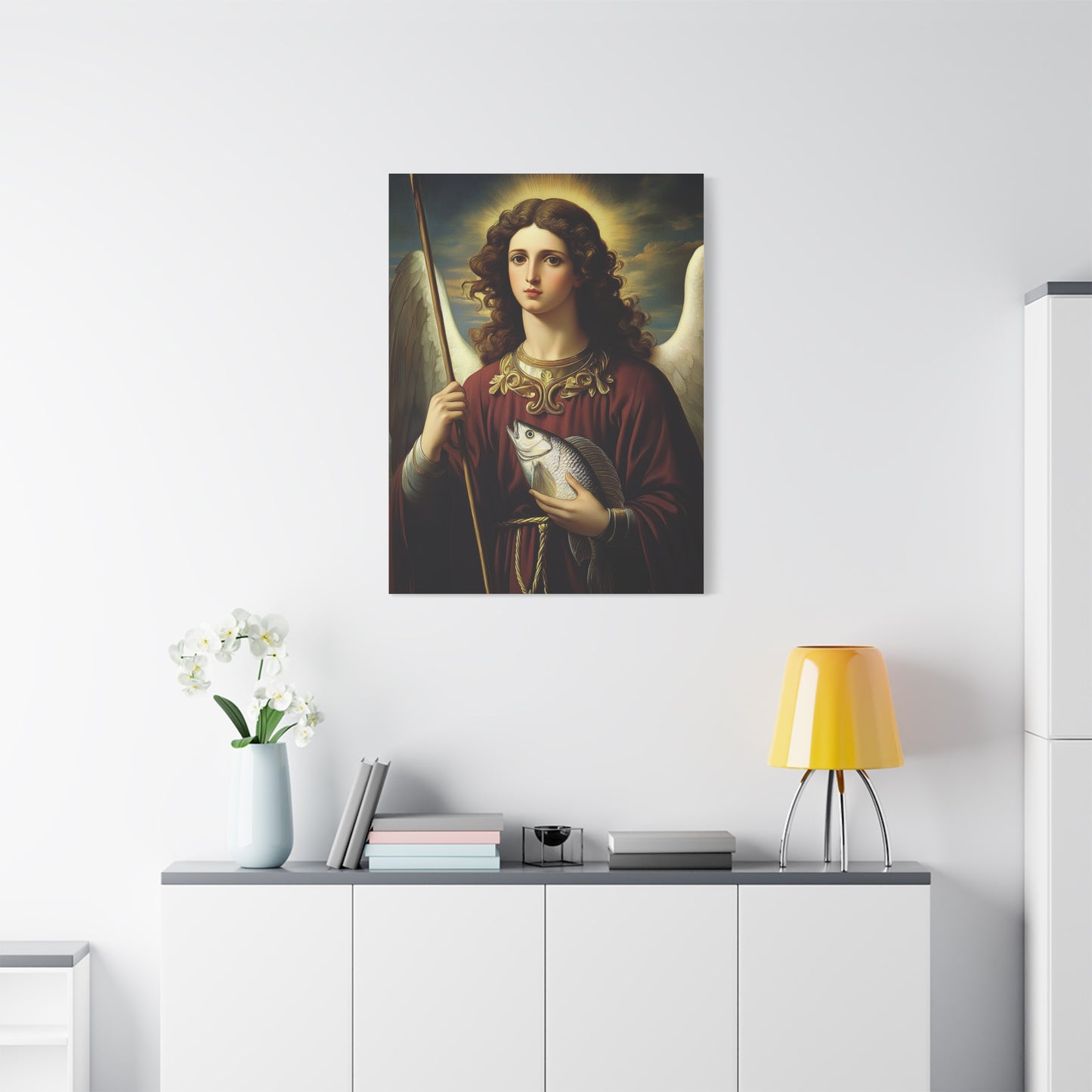 Ready To Hang - St. Rapahel the Archangel Catholic Canvas Wall Art, Christian Decor