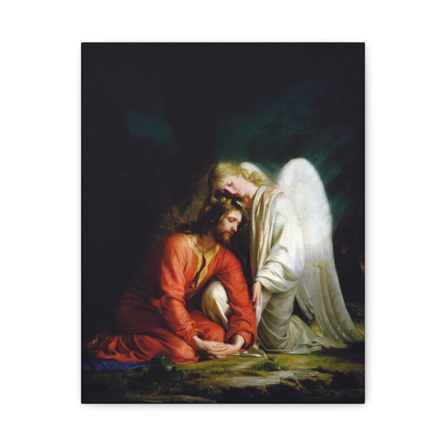 Ready To Hang - Bloch Gethsemane Jesus and Angel Praying - Agony in the Garden Catholic Canvas Wall Art, Christian Decor