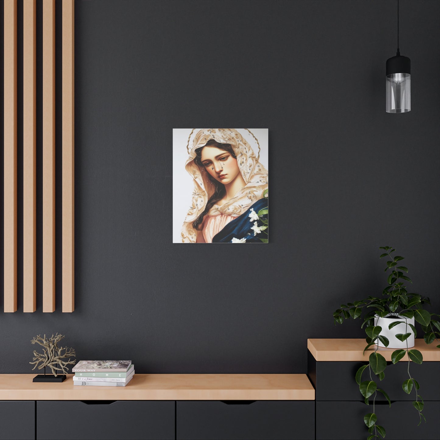 Ready to Hang - Our Lady Tears Catholic Canvas Wall Art, Christian Decor