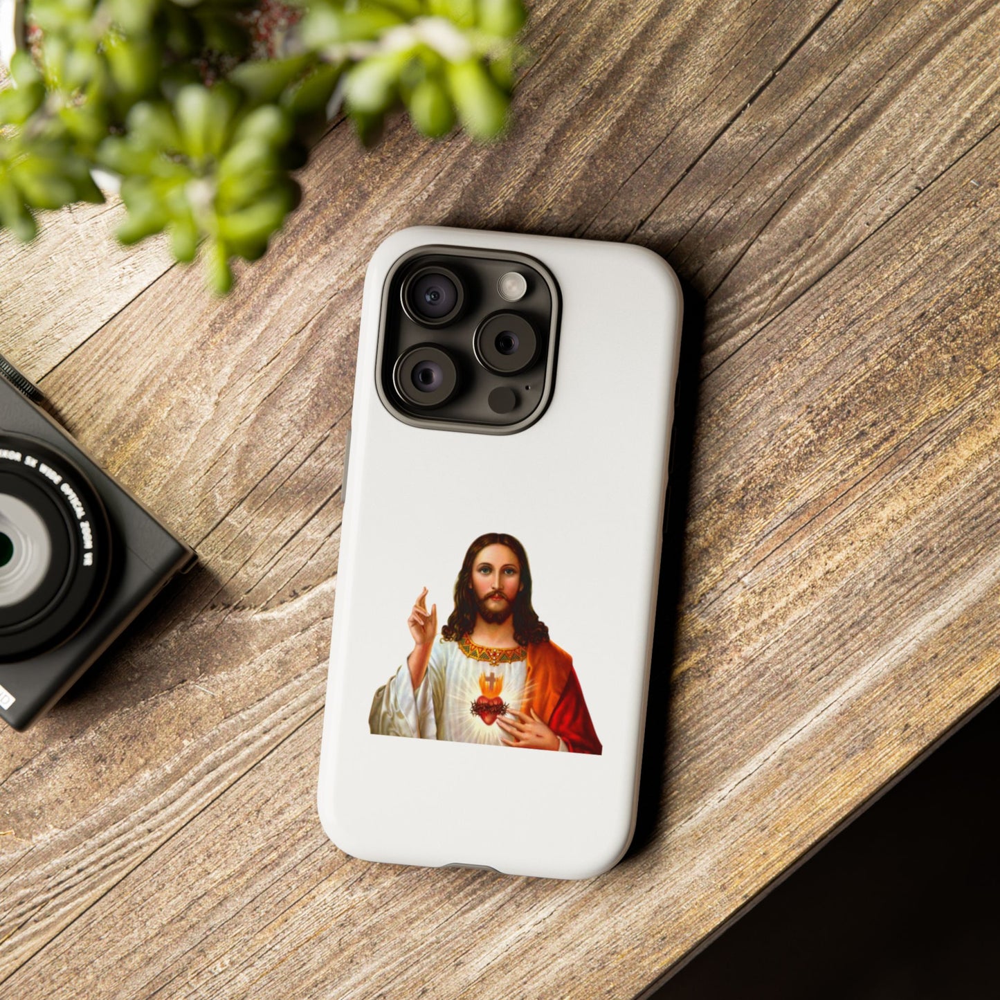 Artistic Phone Case Featuring Jesus, Tough Phone Case, Christian Gift, Religious Phone Cover, Inspirational Phone Accessory, Unique Jesus