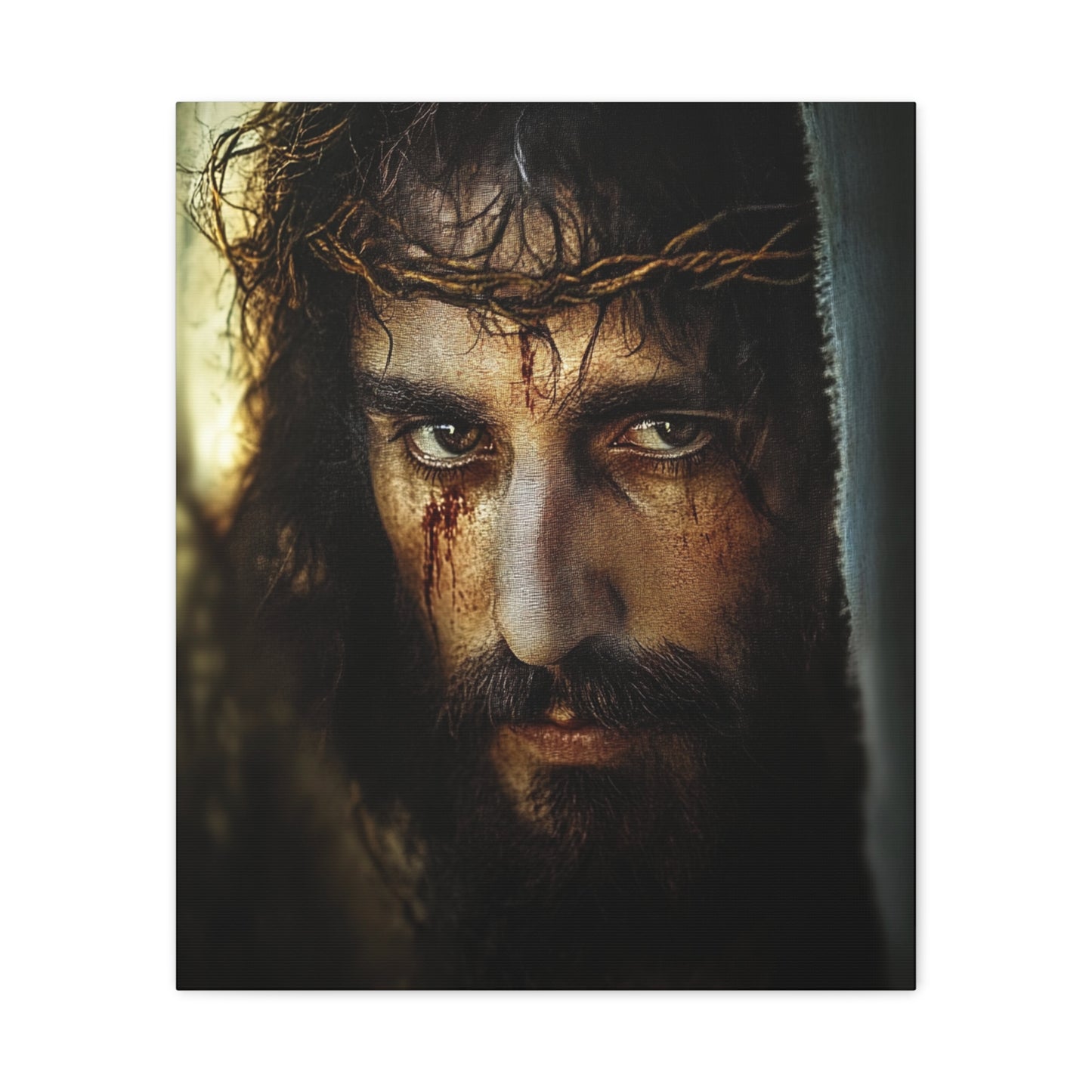 Jesus Christ Our Lord with Crown of Thorns Catholic Canvas Wall Art, Christian Decor