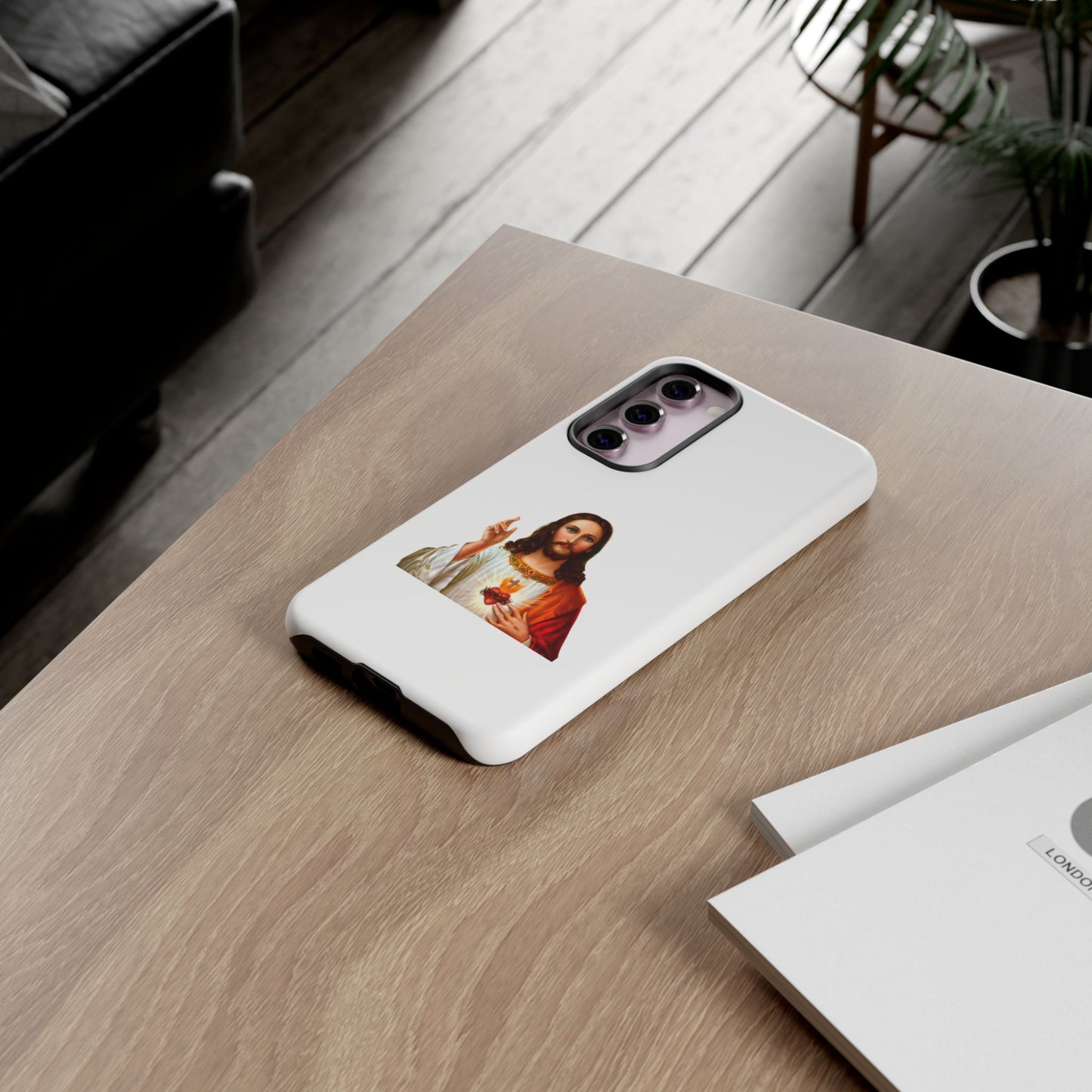 Artistic Phone Case Featuring Jesus, Tough Phone Case, Christian Gift, Religious Phone Cover, Inspirational Phone Accessory, Unique Jesus