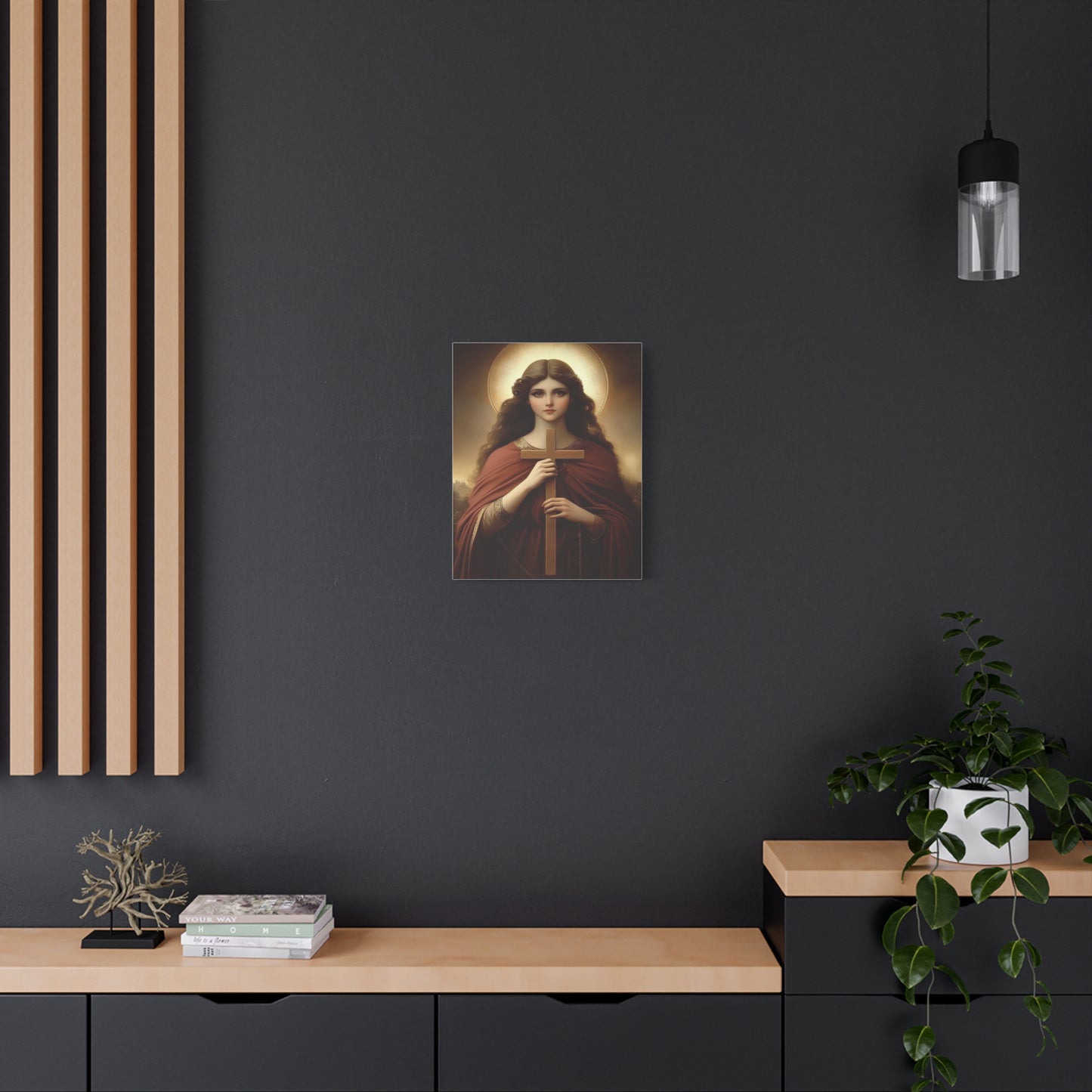 St. Helena and the True Cross Catholic Canvas Wall Art, Christian Decor