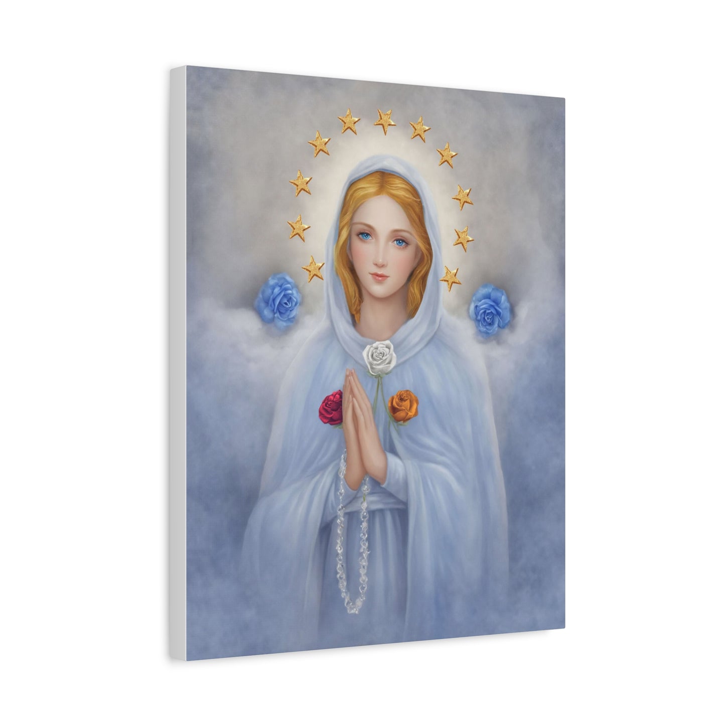 Rosa Mystica Mary Catholic Canvas Wall Art, Christian Decor