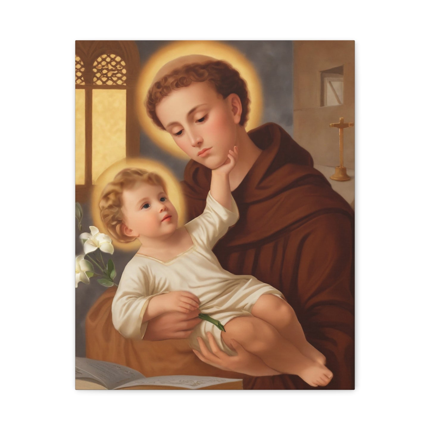 St. Anthony and Jesus Catholic Canvas Print, Catholic Decor Wall, Gift Religious Christian