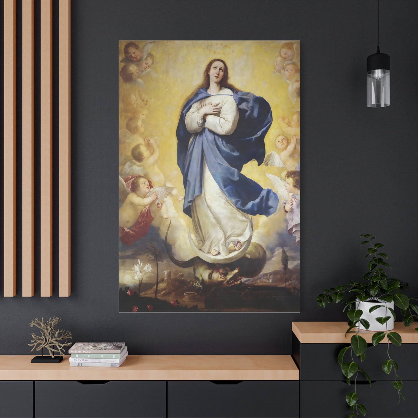 Ready to Hang - Immaculate Conception Virgin Mary Catholic Canvas Wall Art, Christian Decor