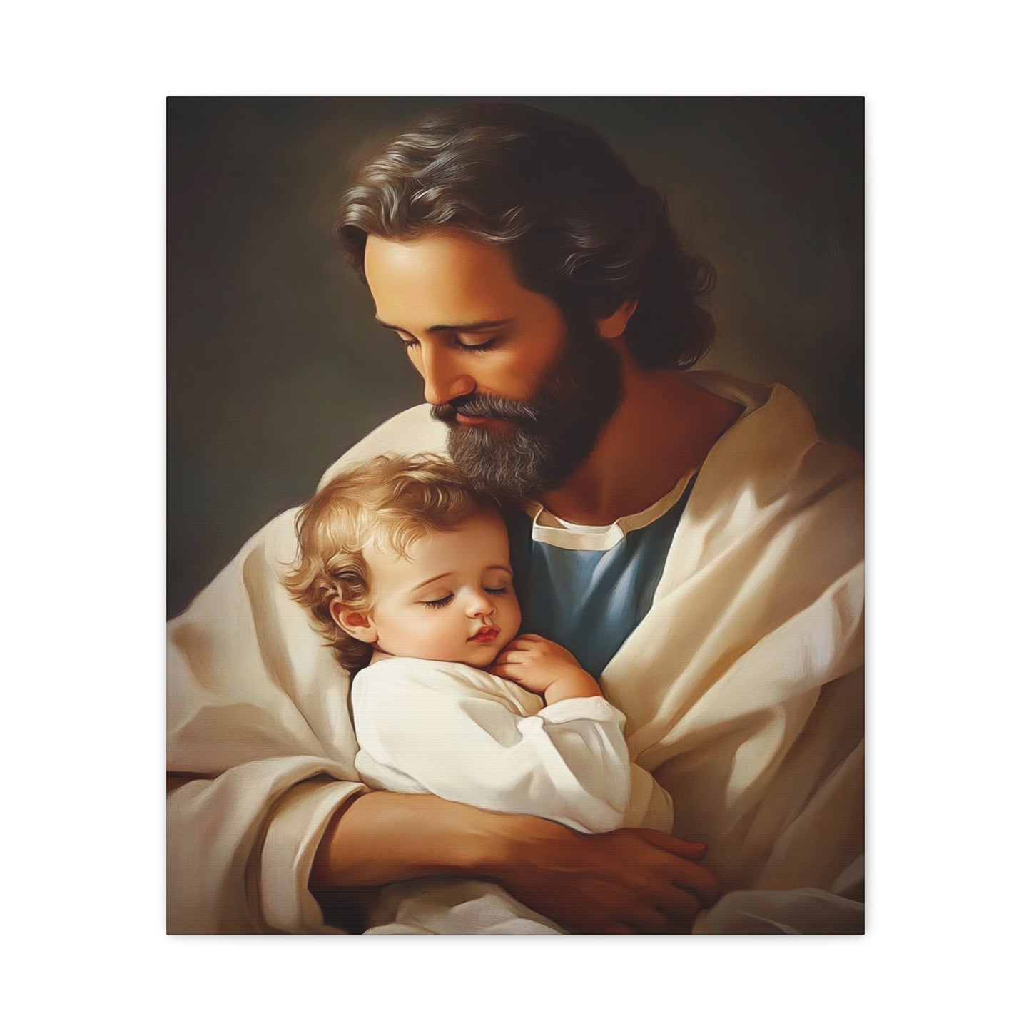 St. Joseph and Jesus Catholic Canvas Wall Art, Christian Decor