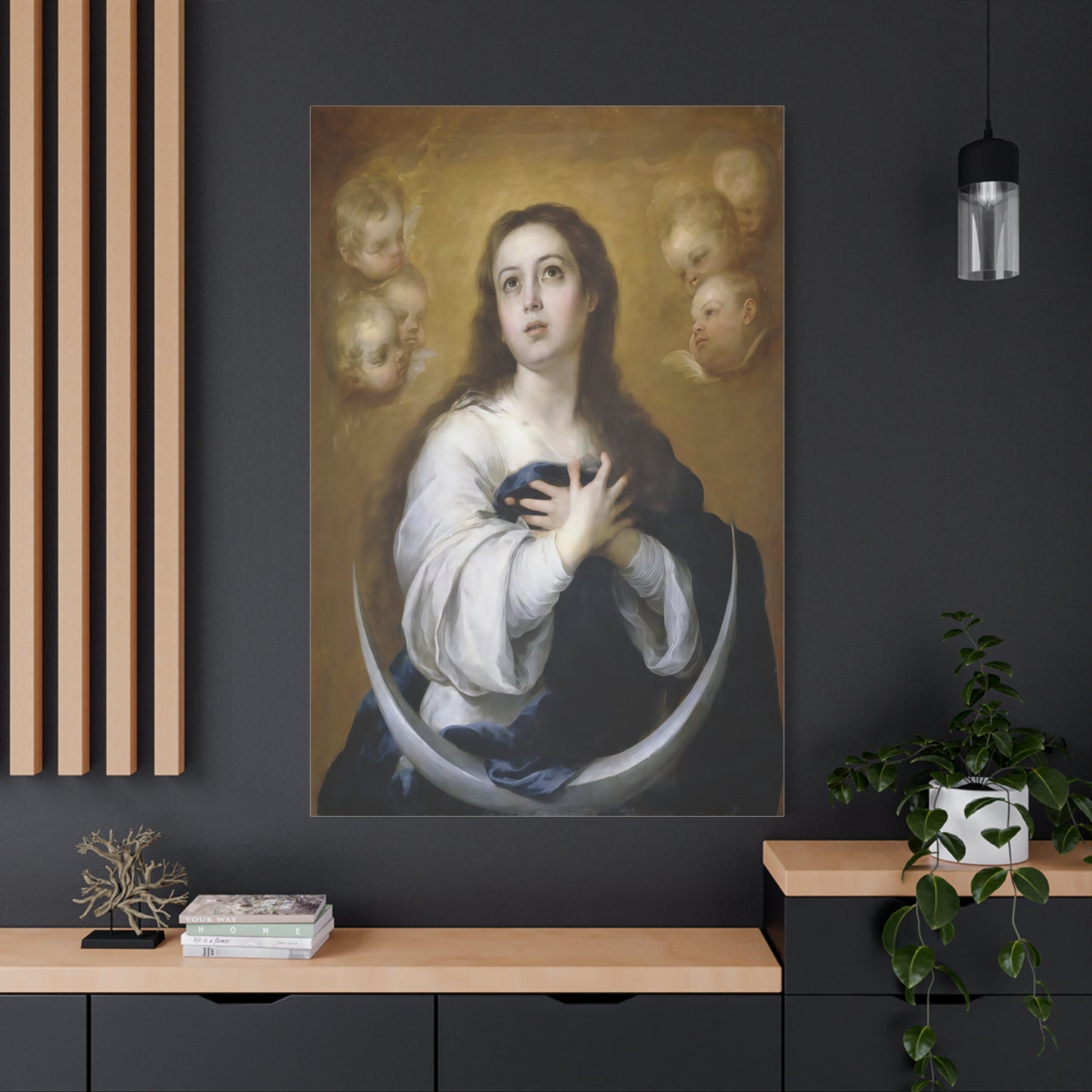 Ready to Hang - Immaculate Conception Virgin Mary Catholic Canvas Wall Art, Christian Decor