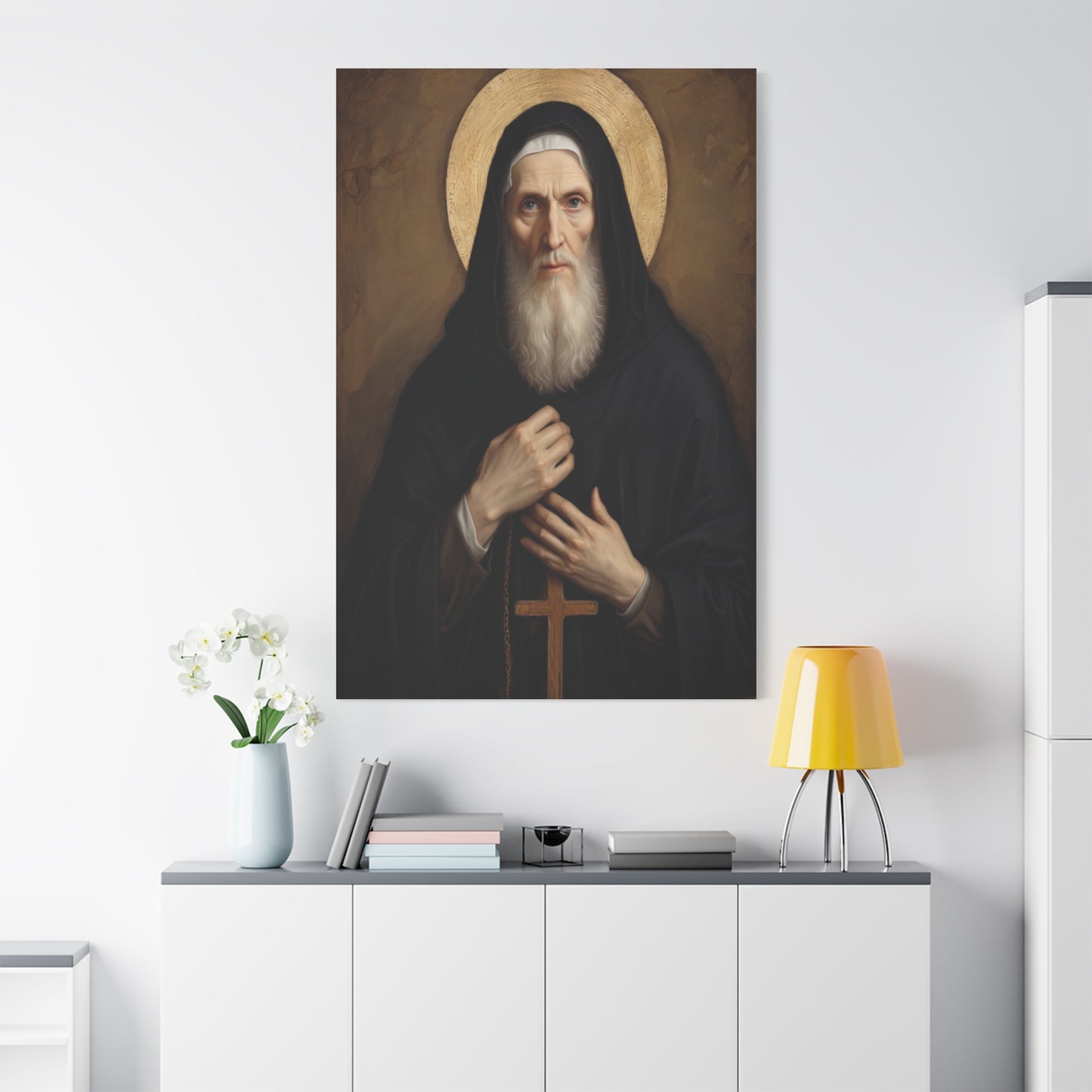 St Benedict of Nursia Canvas Print, Catholic Decor Wall, Gift Religious Christian