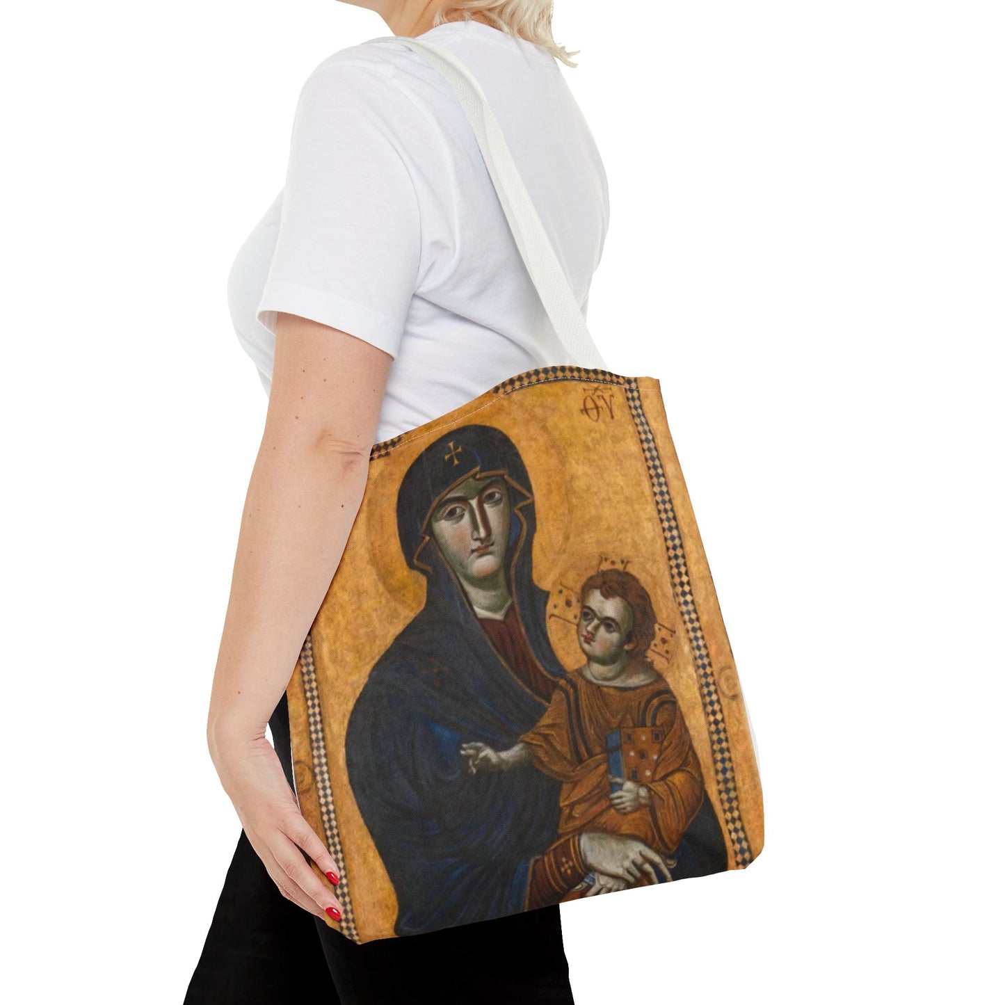 Salus Populi Romani Floral Tote Bag | Catholic Eco-Friendly Shopper | Gift for Spirituality Lovers
