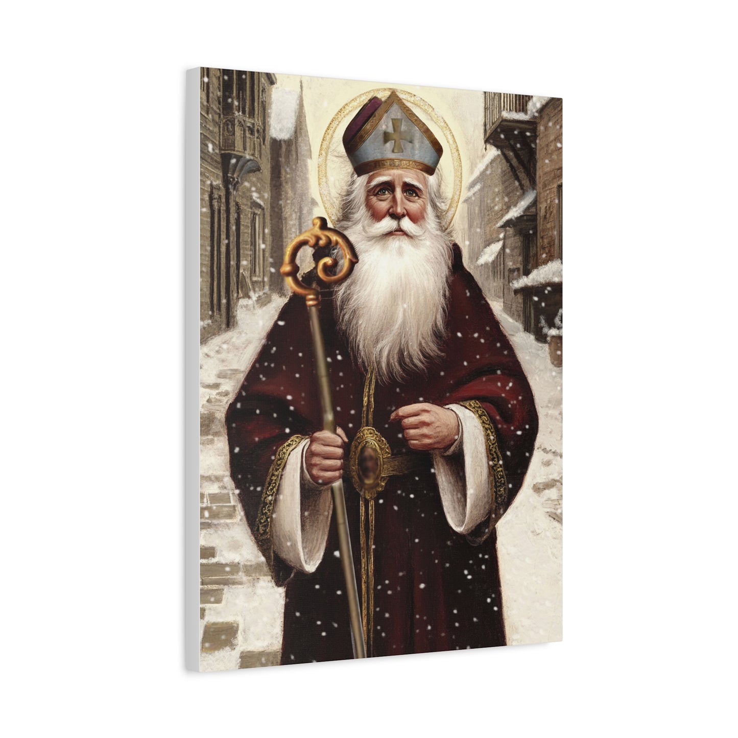 St. Nicholas of Bari Religious Canvas Wall Art, Christian Decor