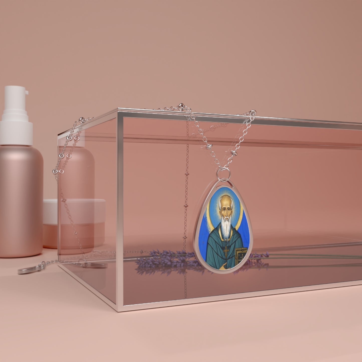 St. Bede the Venerable Necklace 20.5'' - Religious Drop Pendant