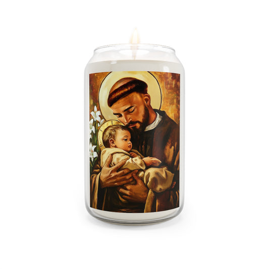 St. Anthony of Padua Catholic Serenity Scented Candle, 13.75oz | Relaxation Gift, Home Decor, Calm Atmosphere, Religious Decor