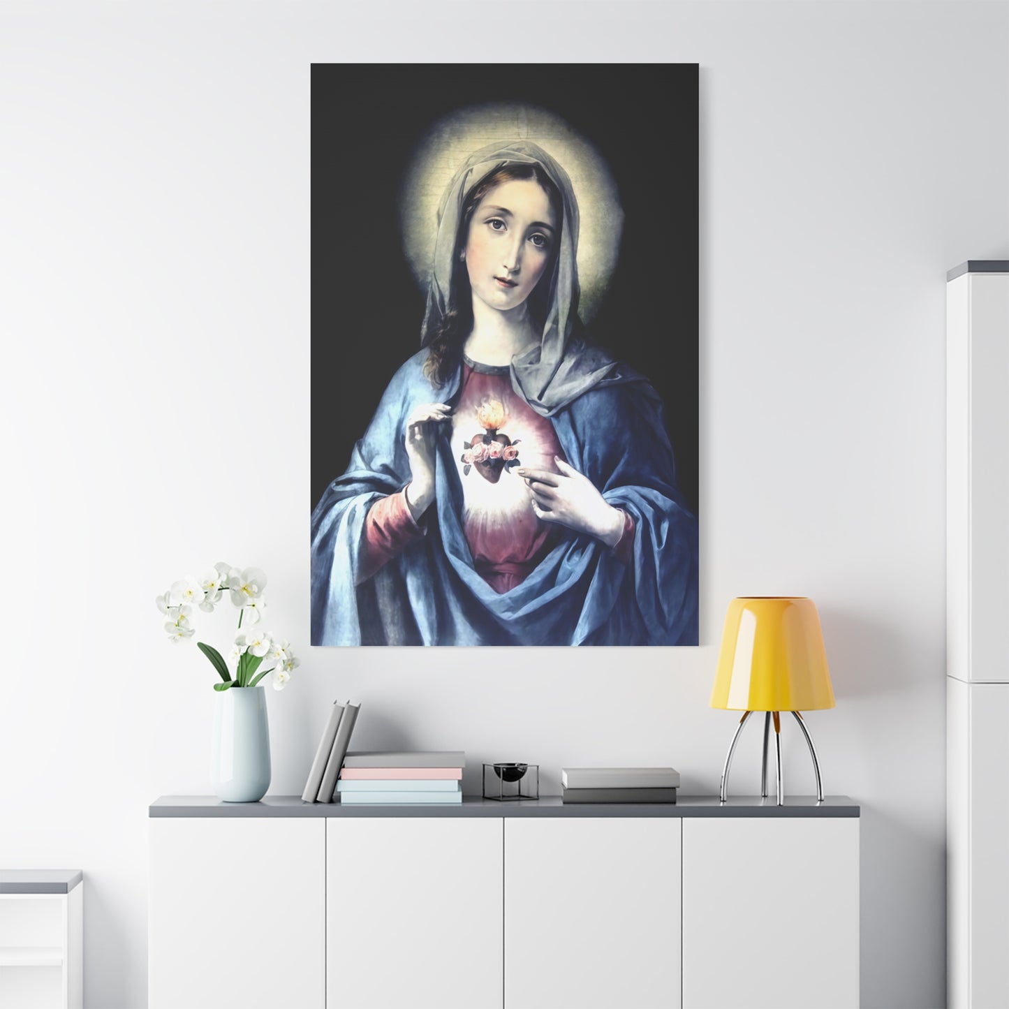 Ready to Hang - Immaculate Heart Virgin Mary Catholic Canvas Wall Art, Christian Decor