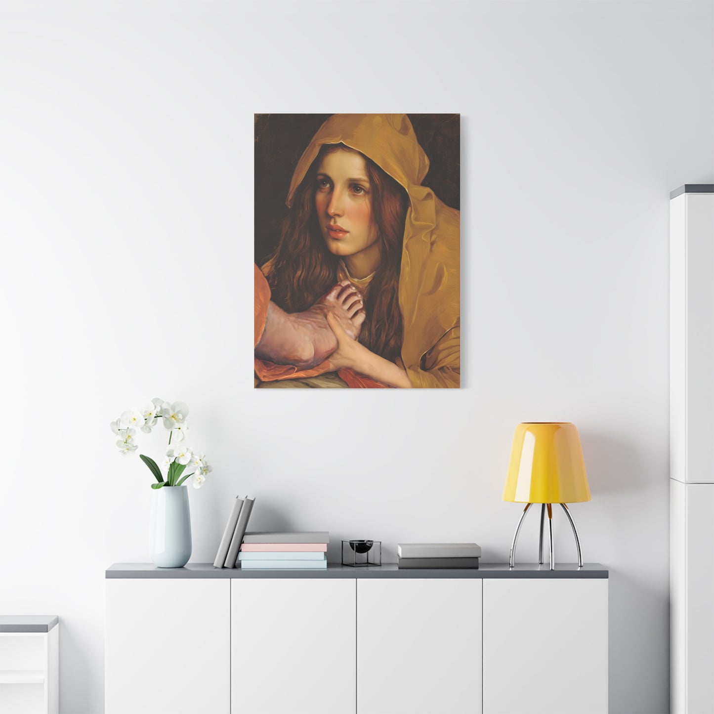 St. Mary Magdalene Anointing Jesus Feet Catholic Canvas Wall Art, Christian Decor
