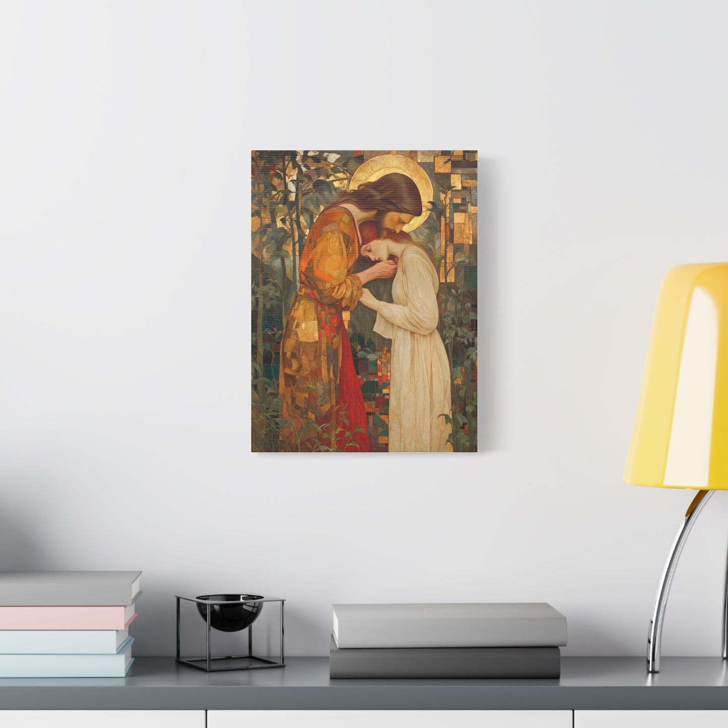 Healing Love - Christ Embracing Mary Magdalene Catholic Canvas Wall Art, Christian Decor