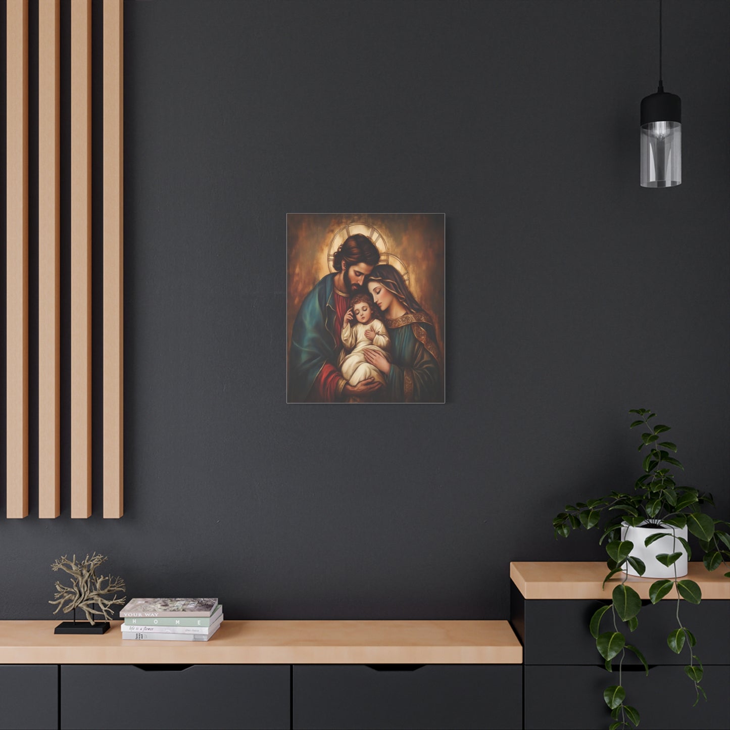 Holy Family Catholic Canvas Wall Art, Christian Decor