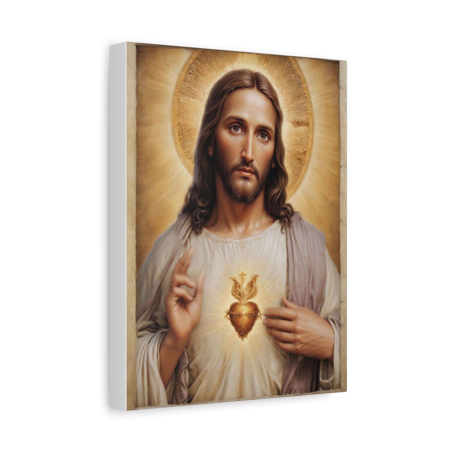Jesus Christ Sacred Heart Catholic Canvas Wall Art, Christian Decor