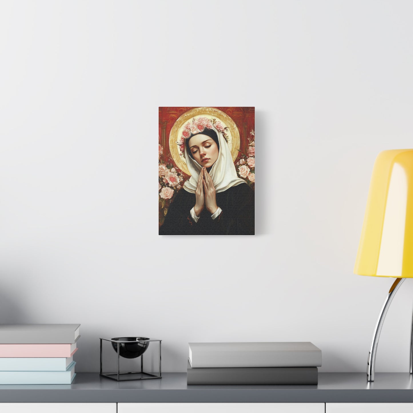 Ready To Hang - St. Rose of Lima Roses Catholic Canvas Wall Art, Christian Decor