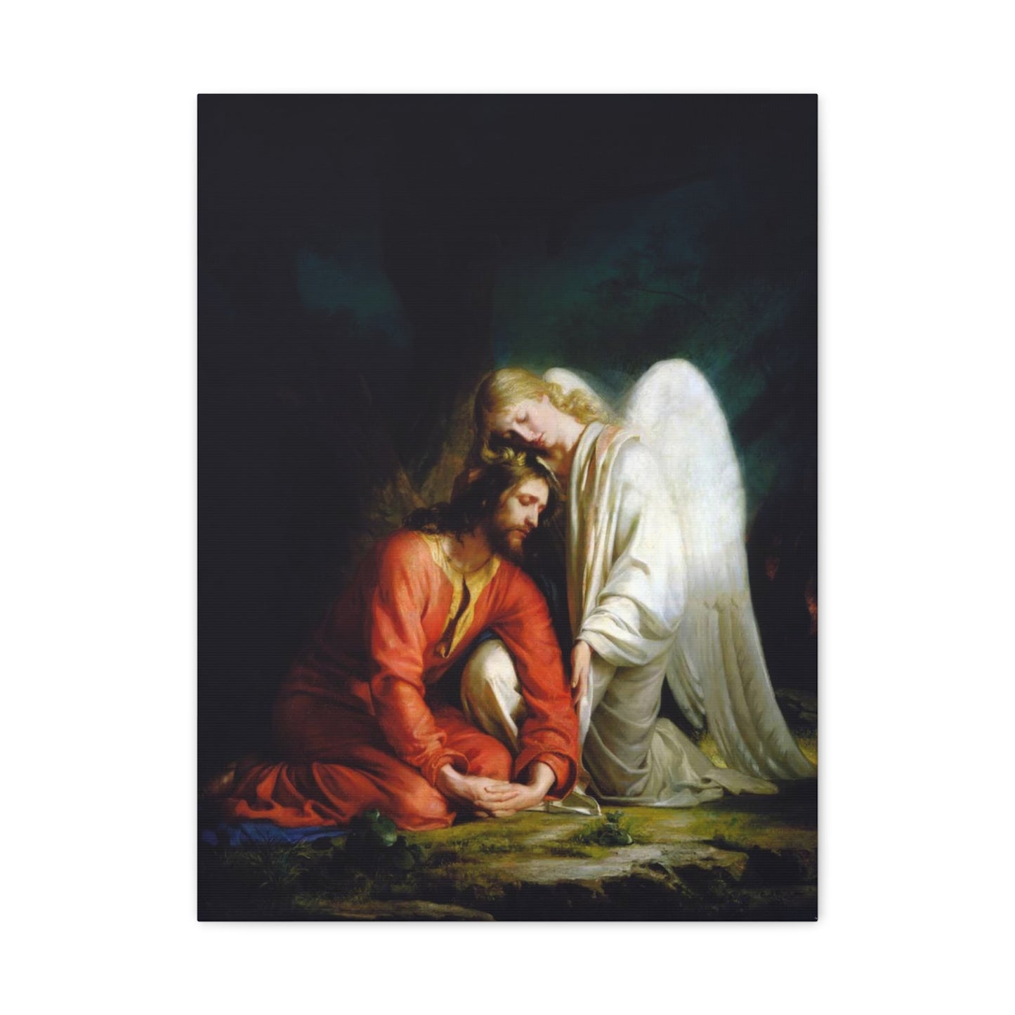 Ready To Hang - Bloch Gethsemane Jesus and Angel Praying - Agony in the Garden Catholic Canvas Wall Art, Christian Decor