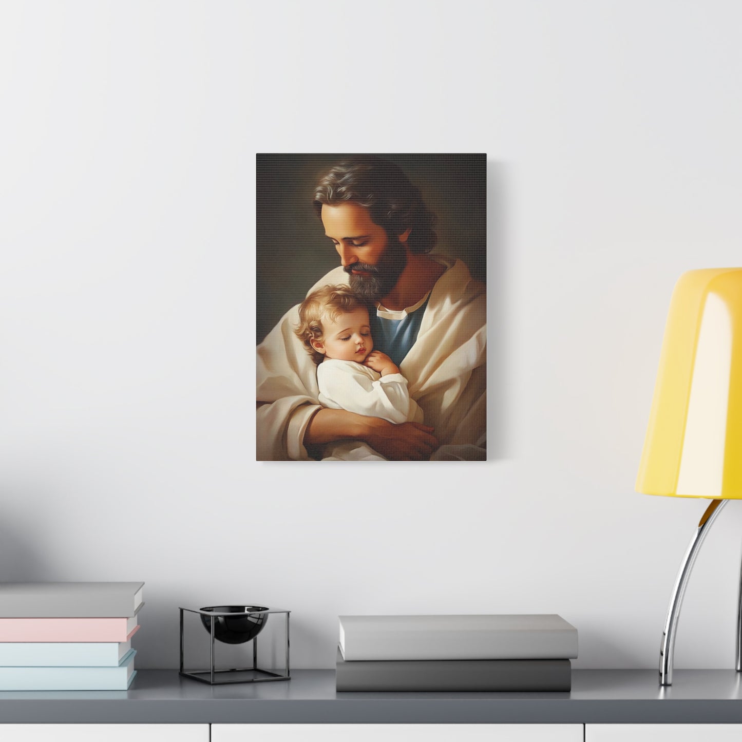 St. Joseph and Jesus Catholic Canvas Wall Art, Christian Decor