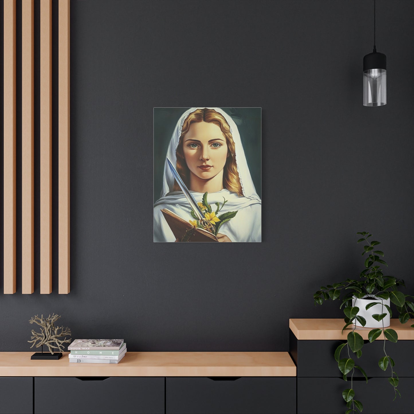 St. Dymphna Catholic Canvas Wall Art, Christian Decor