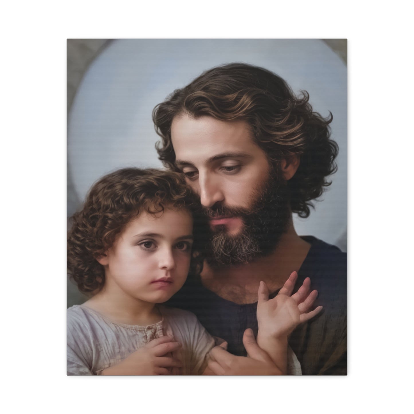 St. Joseph and Baby Jesus Catholic Canvas Wall Art, Print Christian Decor
