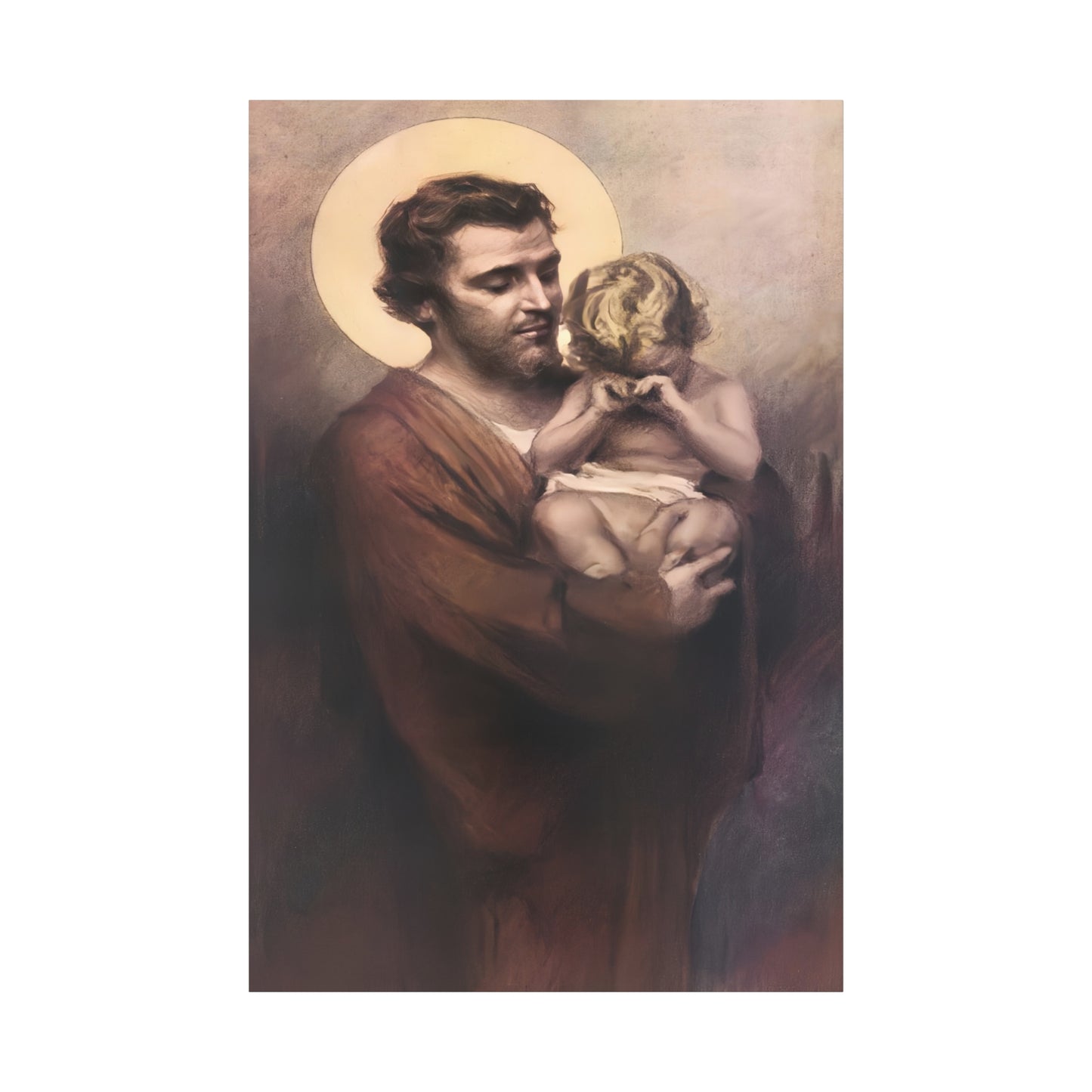 St. Joseph & Child Jesus Crying - Chambers - Catholic Canvas Wall Art, Christian Decor
