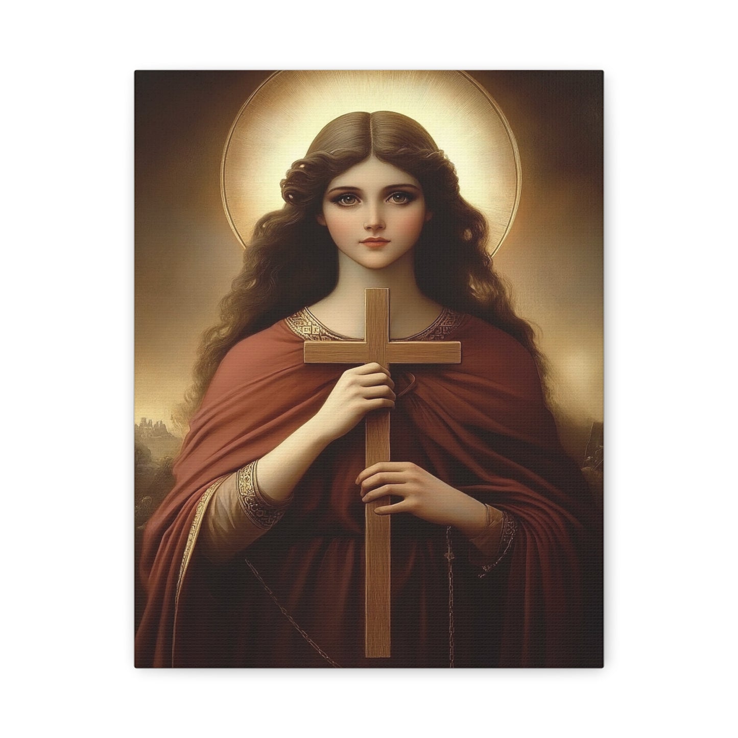 St. Helena and the True Cross Catholic Canvas Wall Art, Christian Decor