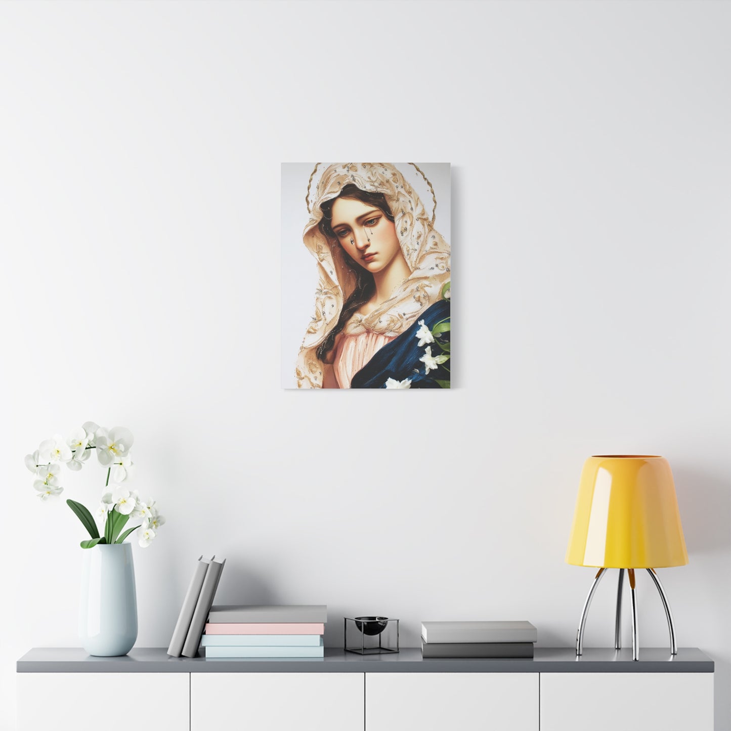 Ready to Hang - Our Lady Tears Catholic Canvas Wall Art, Christian Decor