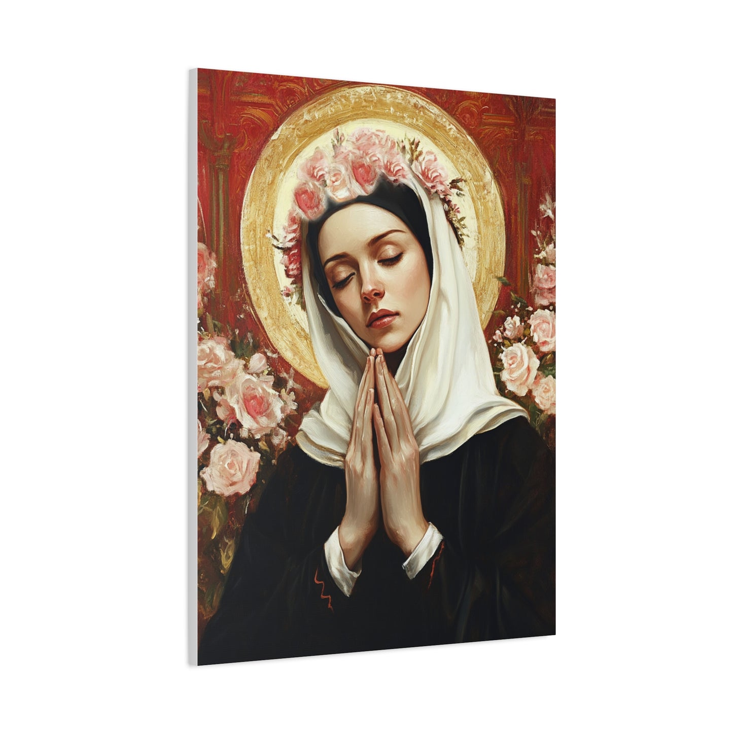 Ready To Hang - St. Rose of Lima Roses Catholic Canvas Wall Art, Christian Decor