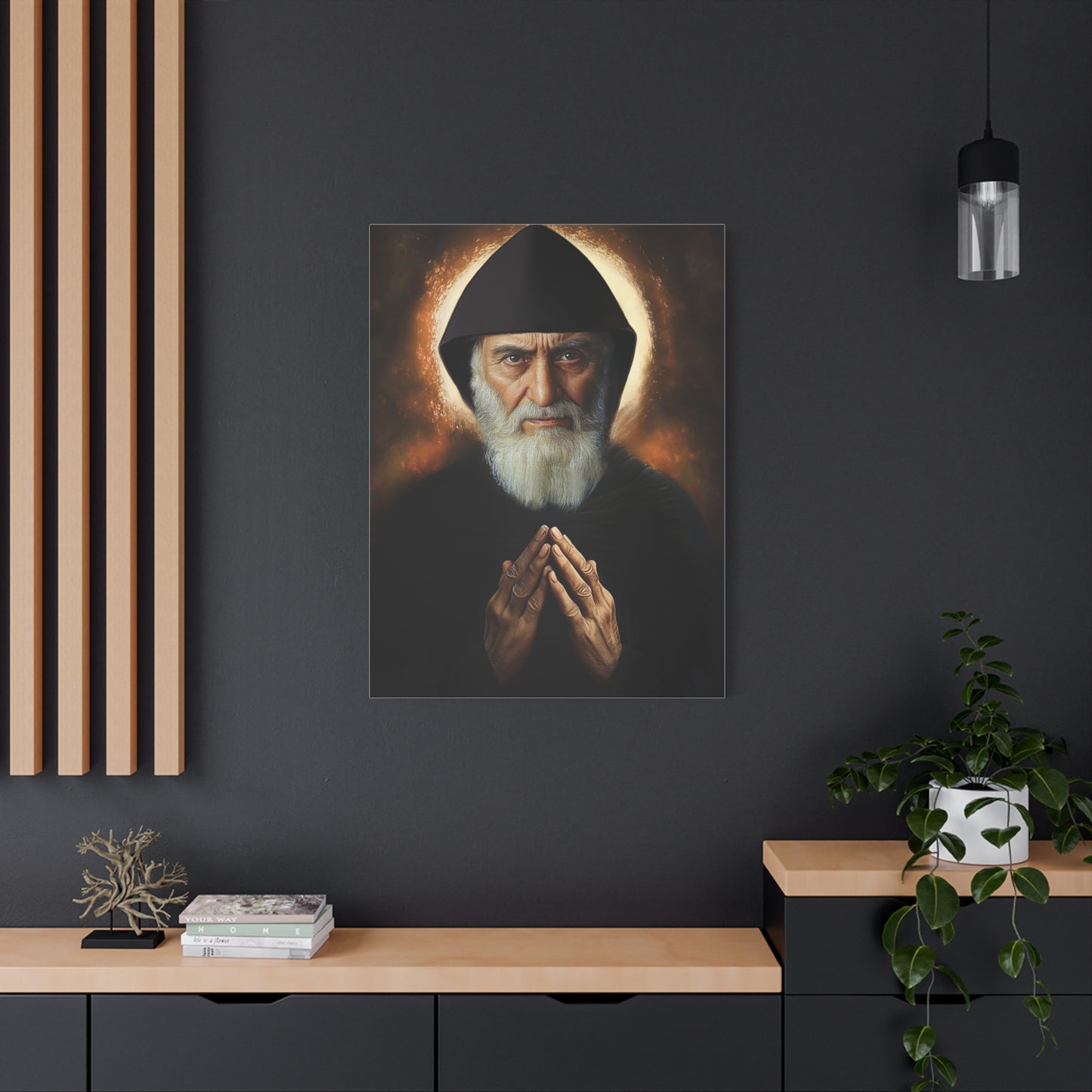 St. Charbel Makhlouf Catholic Canvas Wall Art, Christian Decor