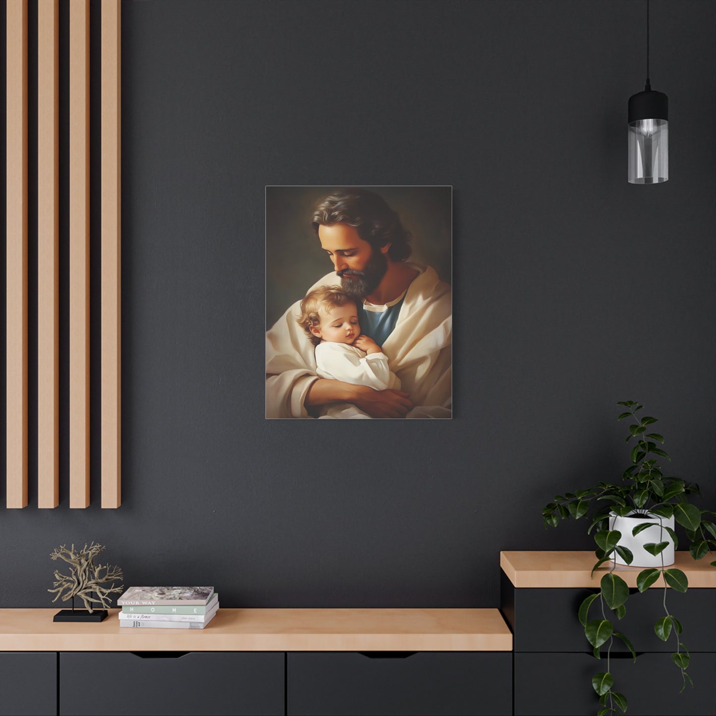 St. Joseph and Jesus Catholic Canvas Wall Art, Christian Decor