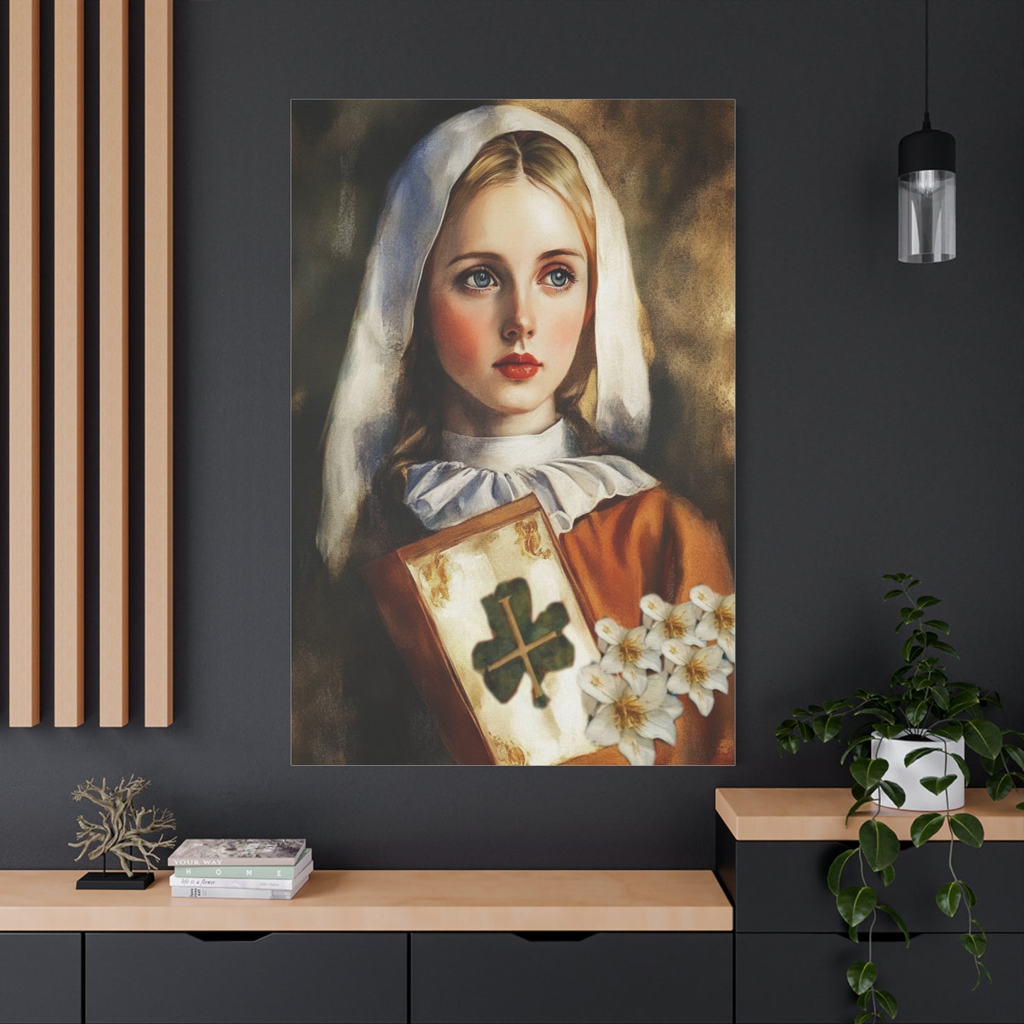 St. Dymphna Catholic Canvas Wall Art, Christian Decor