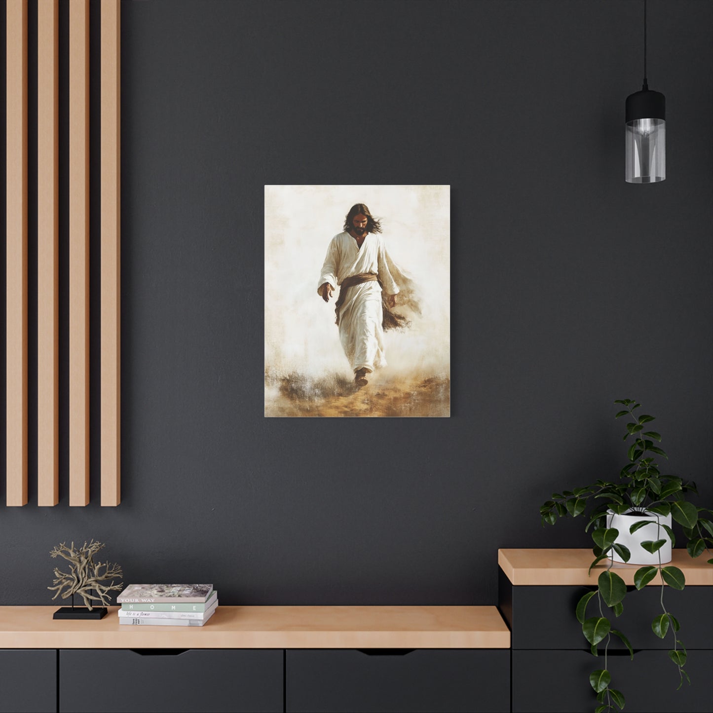 Jesus Christ Walking Through The Desert Catholic Canvas Wall Art, Christian Decor
