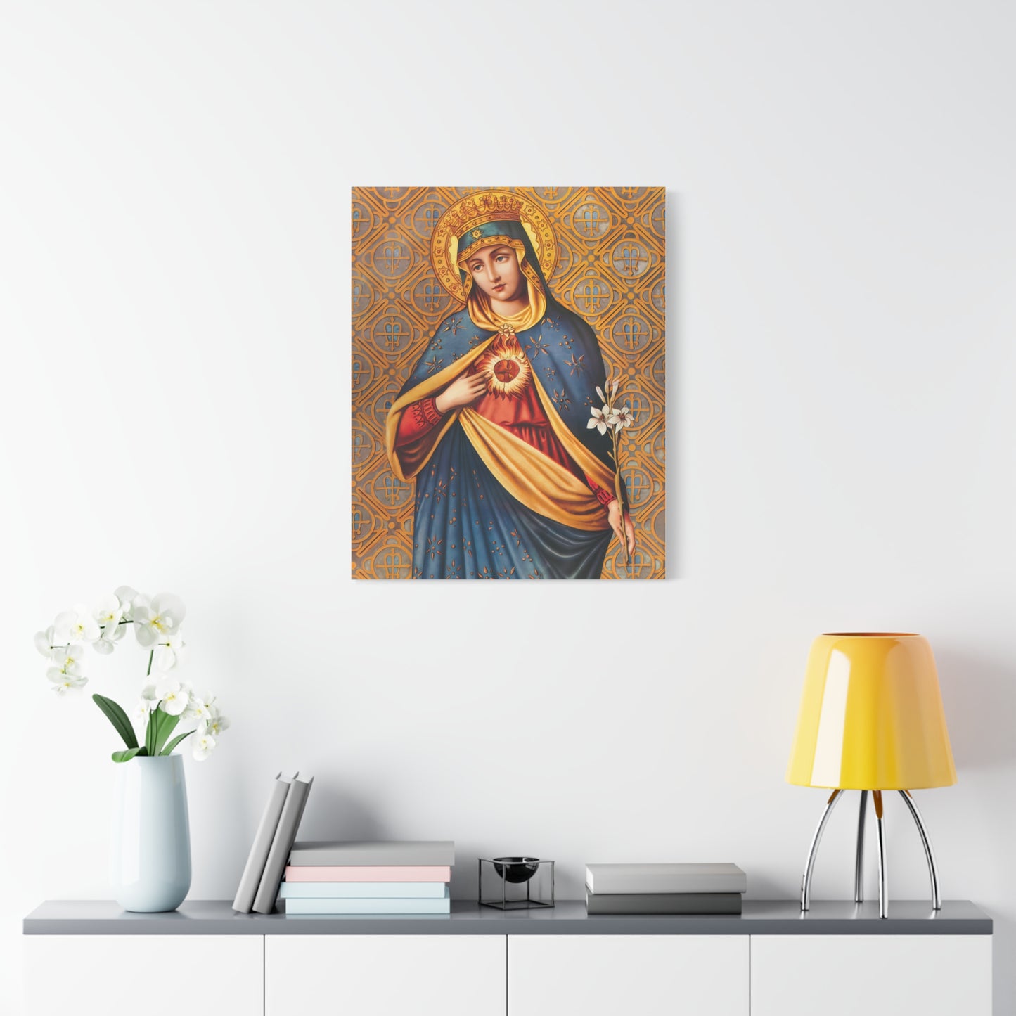 Ready to Hang - Immaculate Conception Mother Mary Catholic Canvas Wall Art, Christian Decor