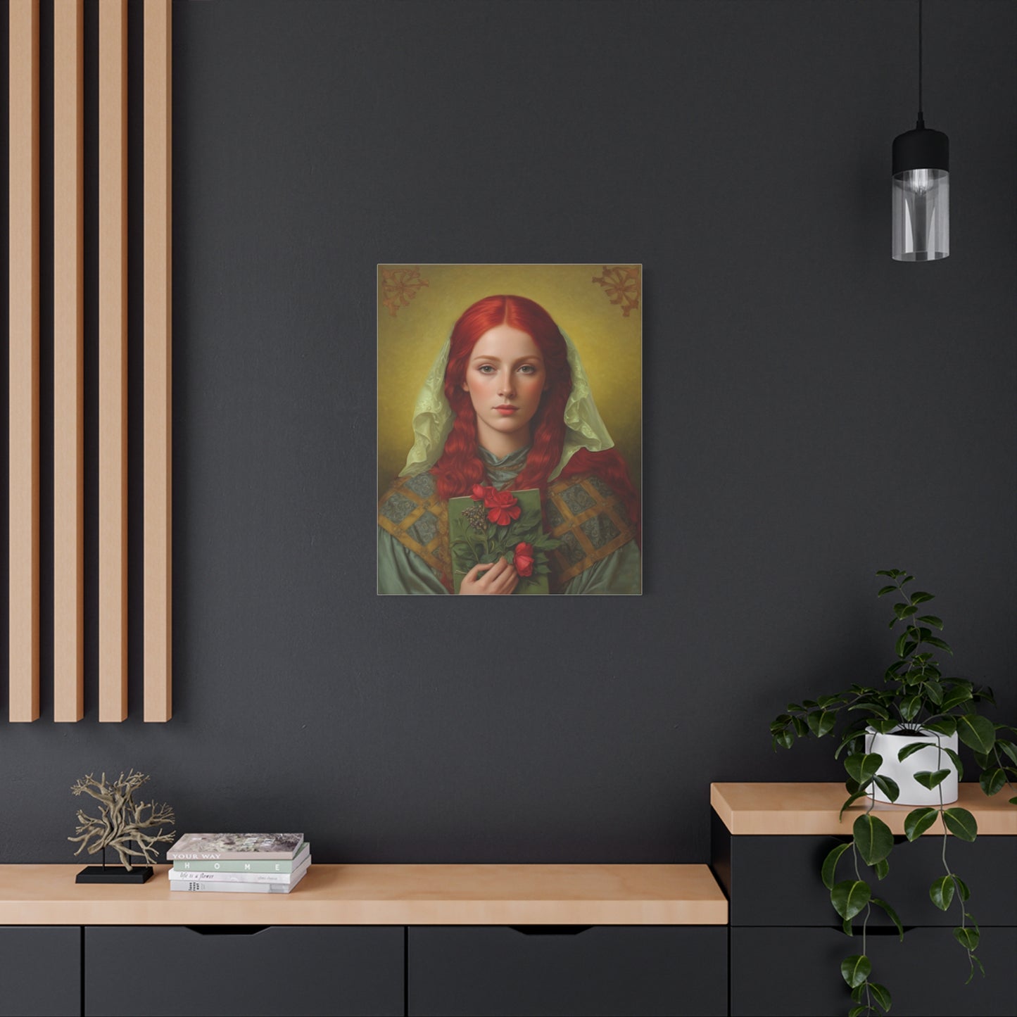 St. Dymphna Catholic Canvas Wall Art, Christian Decor