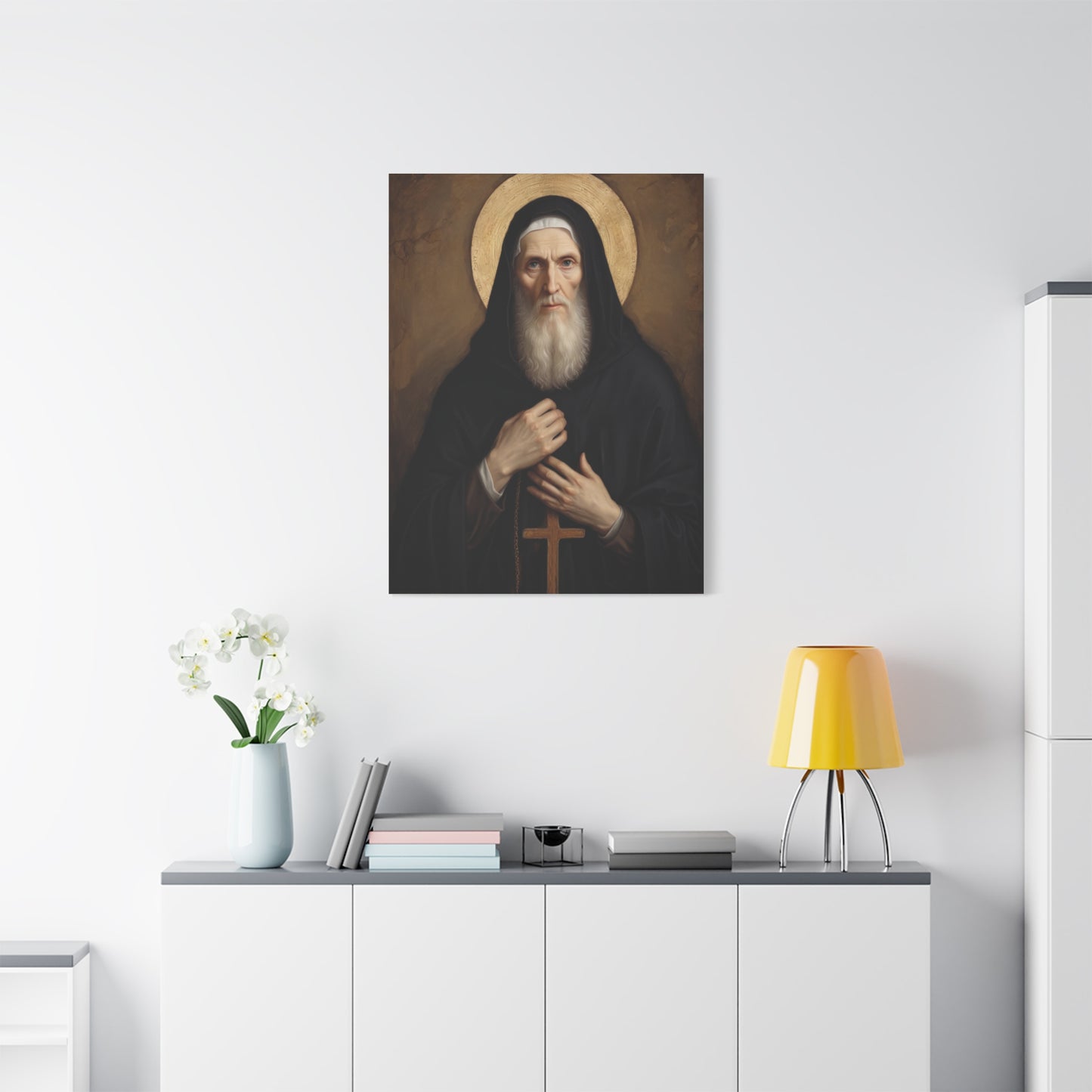 St Benedict of Nursia Canvas Print, Catholic Decor Wall, Gift Religious Christian