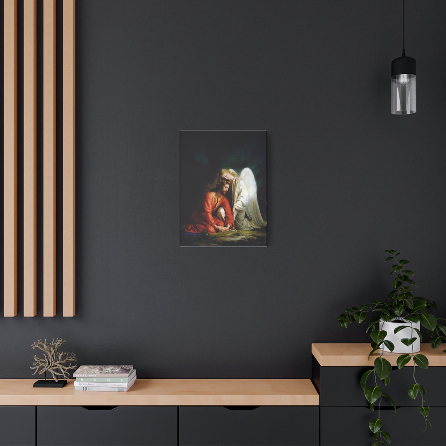 Ready To Hang - Bloch Gethsemane Jesus and Angel Praying - Agony in the Garden Catholic Canvas Wall Art, Christian Decor