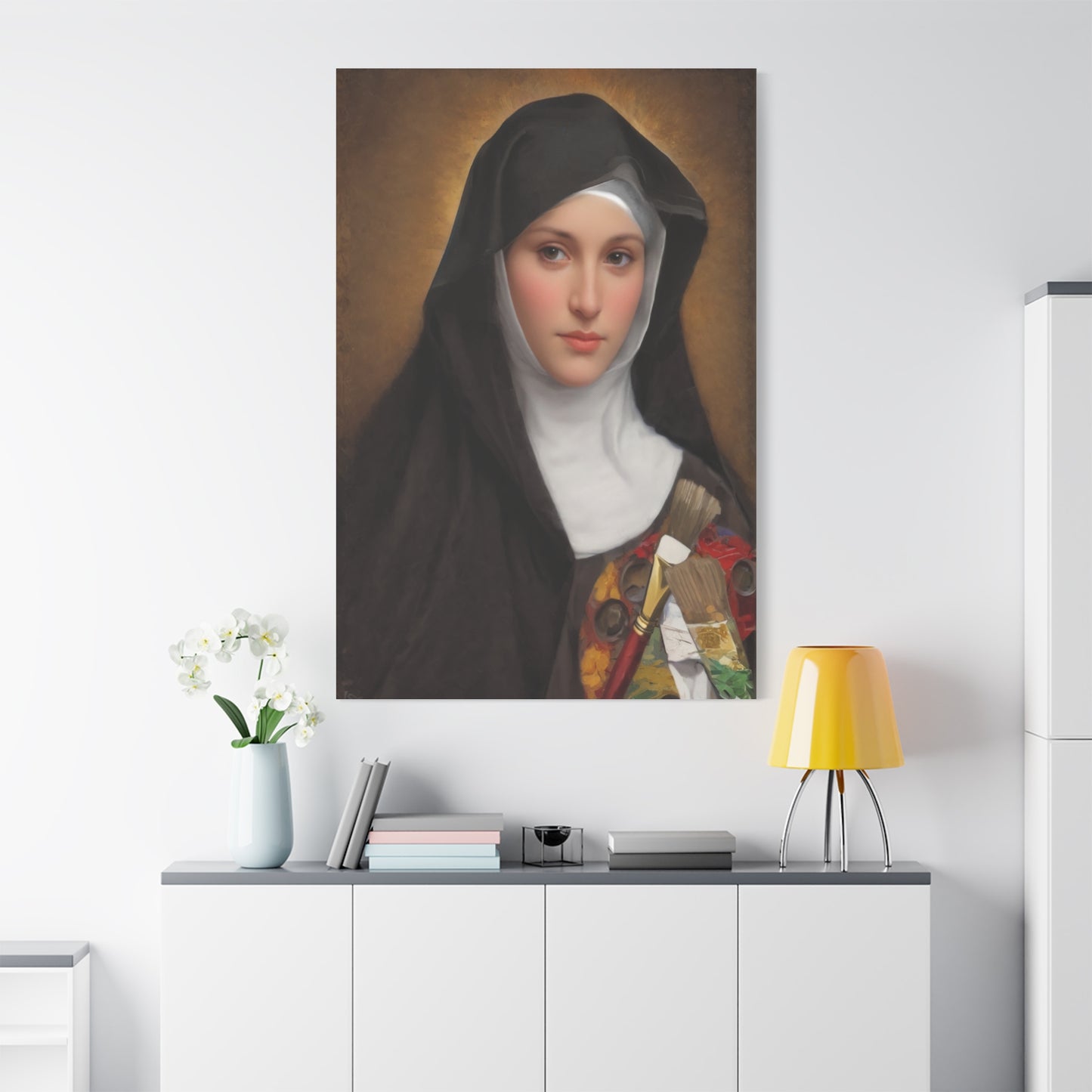 St. Catherine of Bologna Catholic Canvas Wall Art, Christian Decor