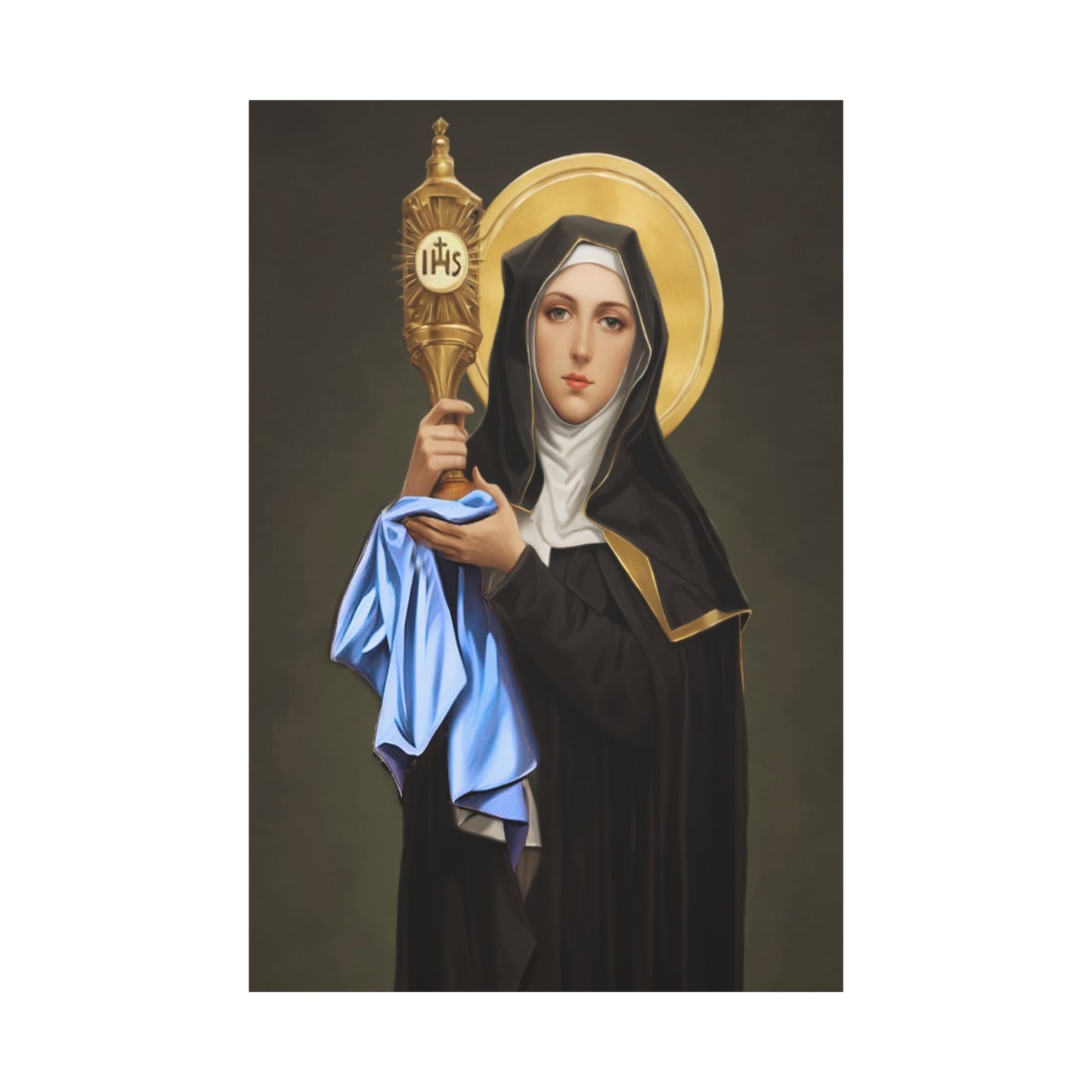 St. Clare of Assisi saint Catholic Canvas Wall Art, Christian Decor