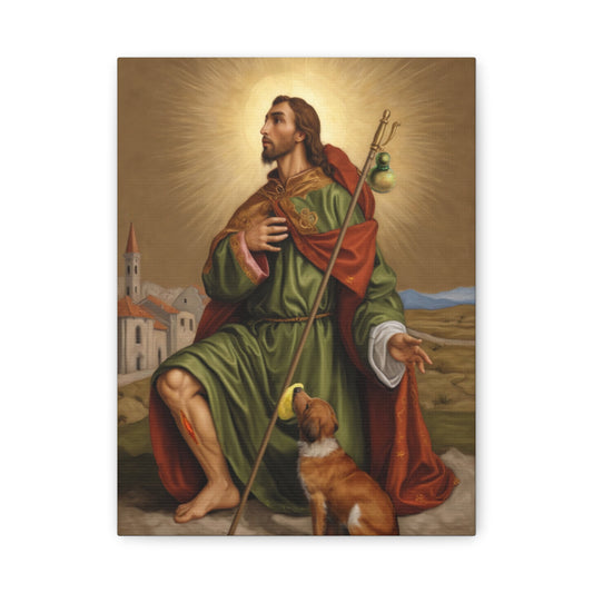 Ready To Hang - St. Roch Rocco Catholic Canvas Wall Art, Christian Decor