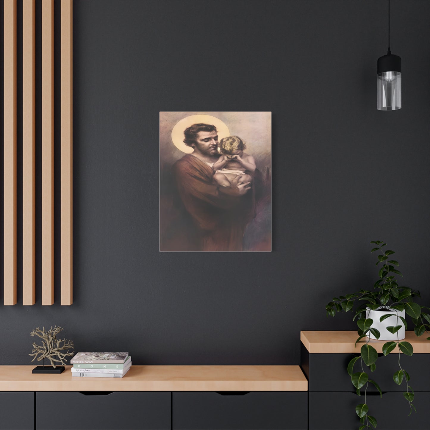 St. Joseph & Child Jesus Crying - Chambers - Catholic Canvas Wall Art, Christian Decor