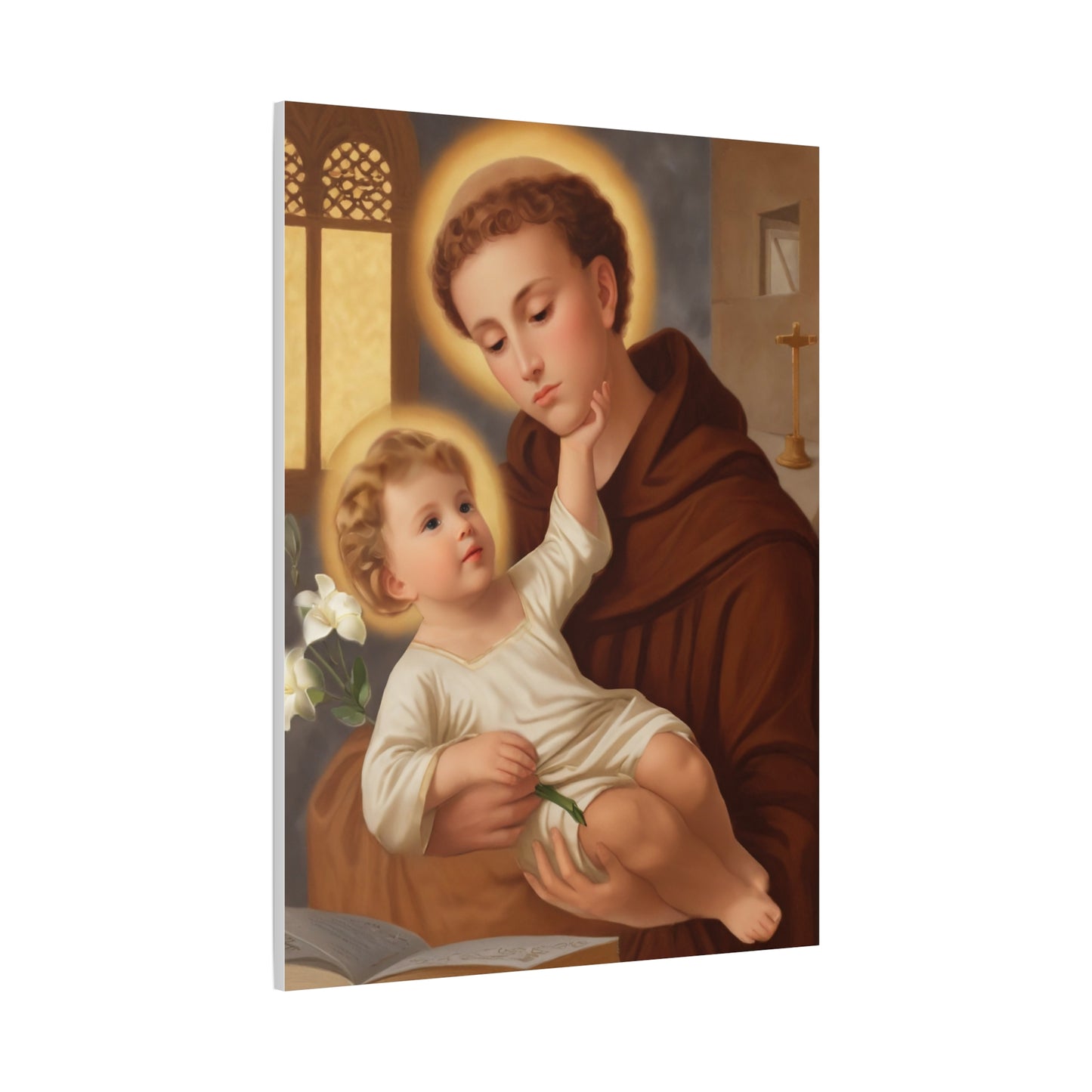 St. Anthony and Jesus Catholic Canvas Print, Catholic Decor Wall, Gift Religious Christian