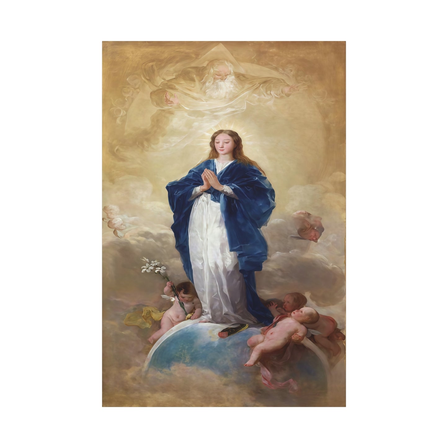 Ready To Hang - Mother Mary Immaculate Conception Catholic Canvas Wall Art, Christian Decor